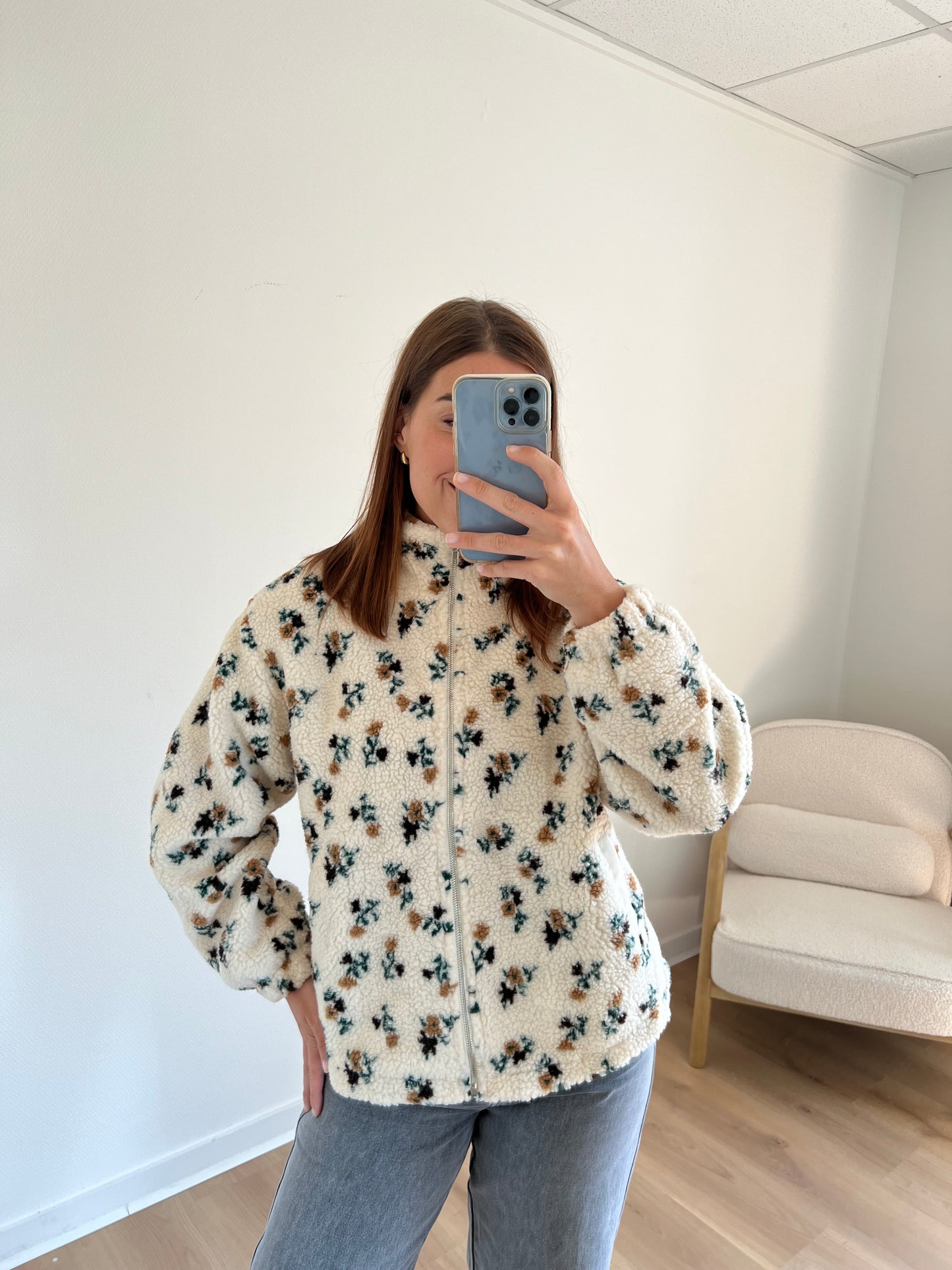 Veste moumoute fleurie Eva