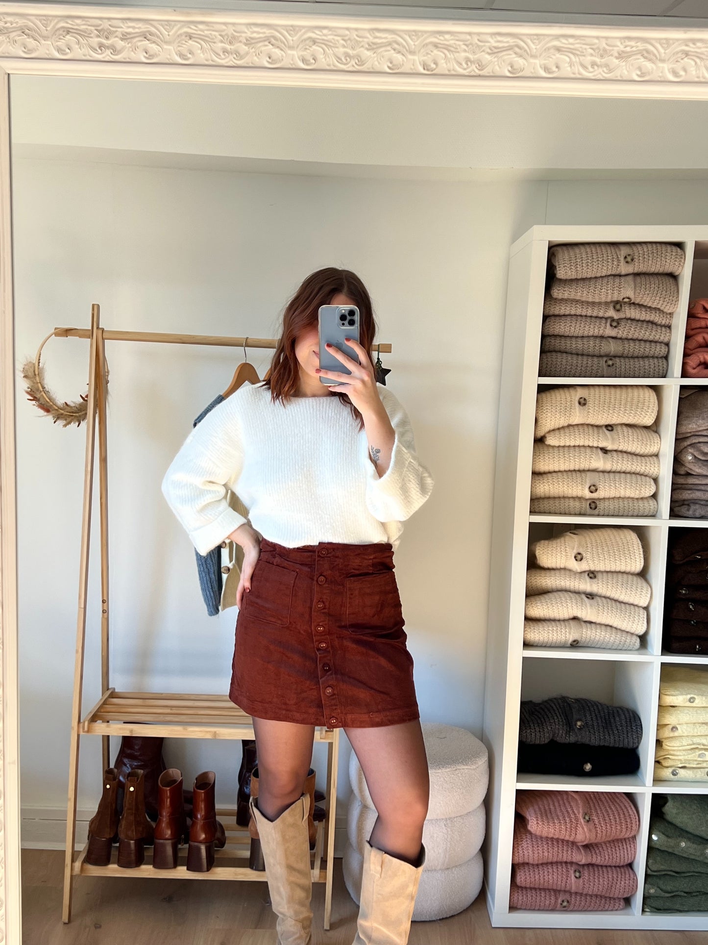 Jupe en velours Jesse camel
