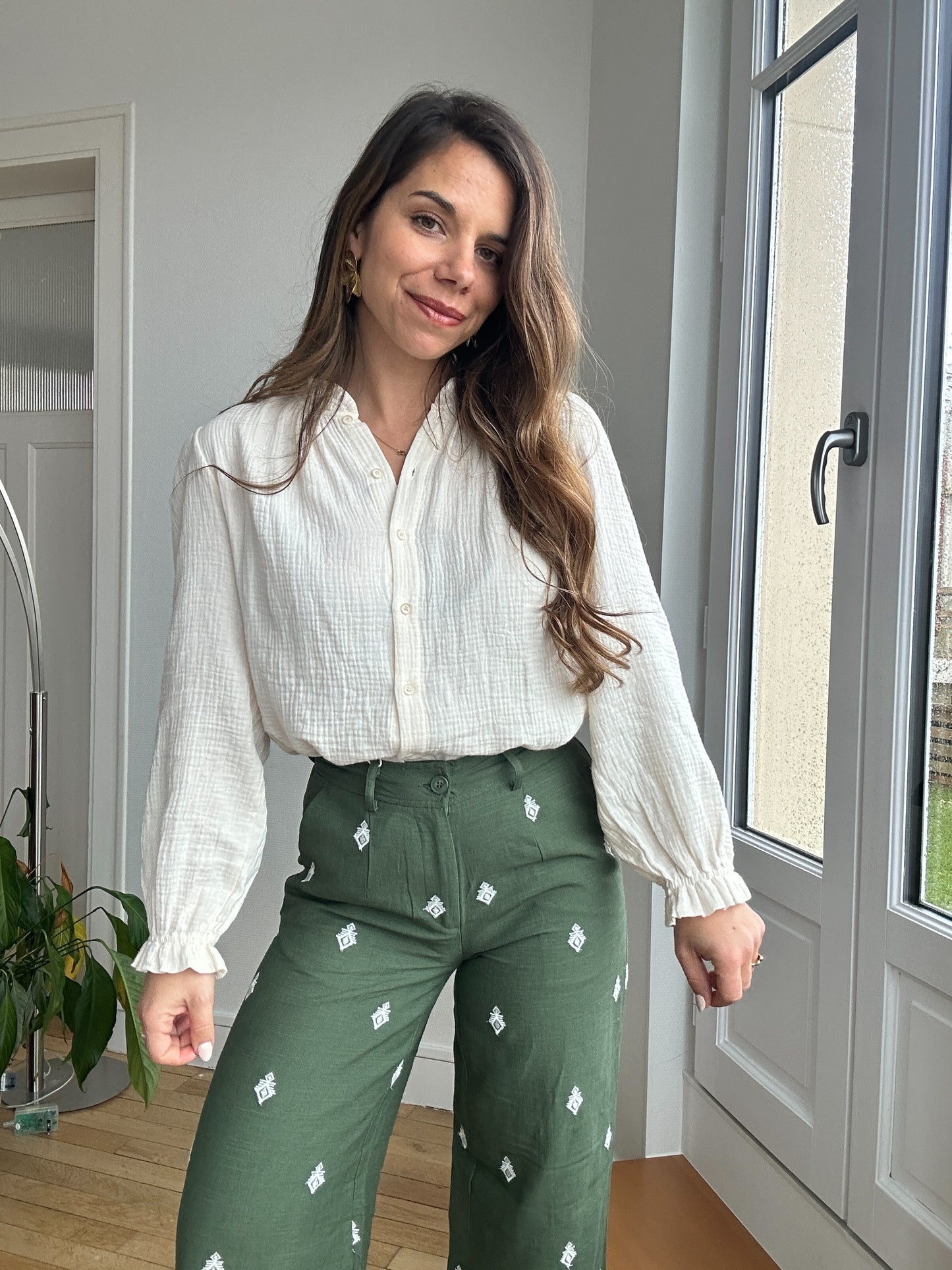 Pantalon fluide Lola kaki