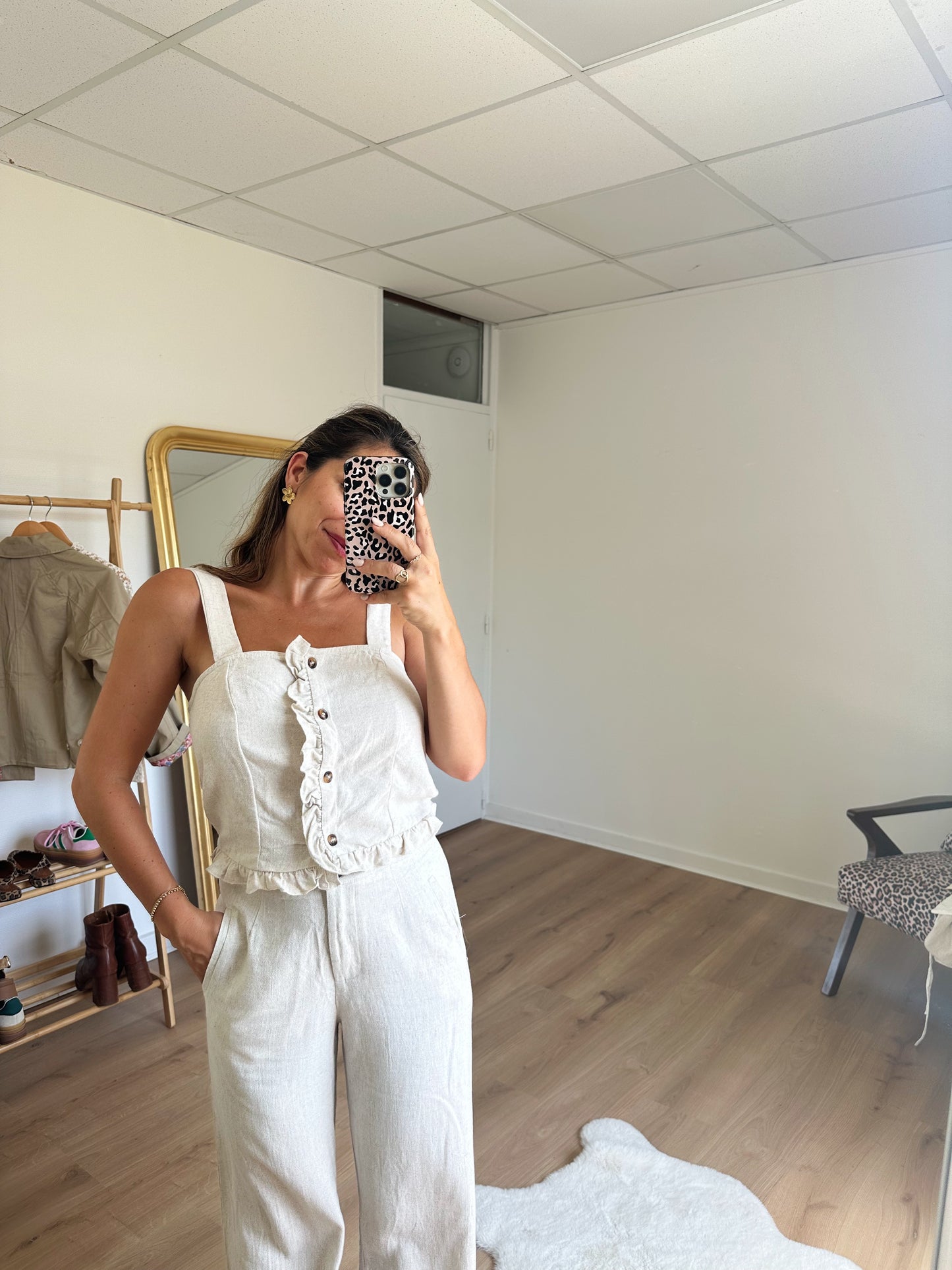 Pantalon en lin beige