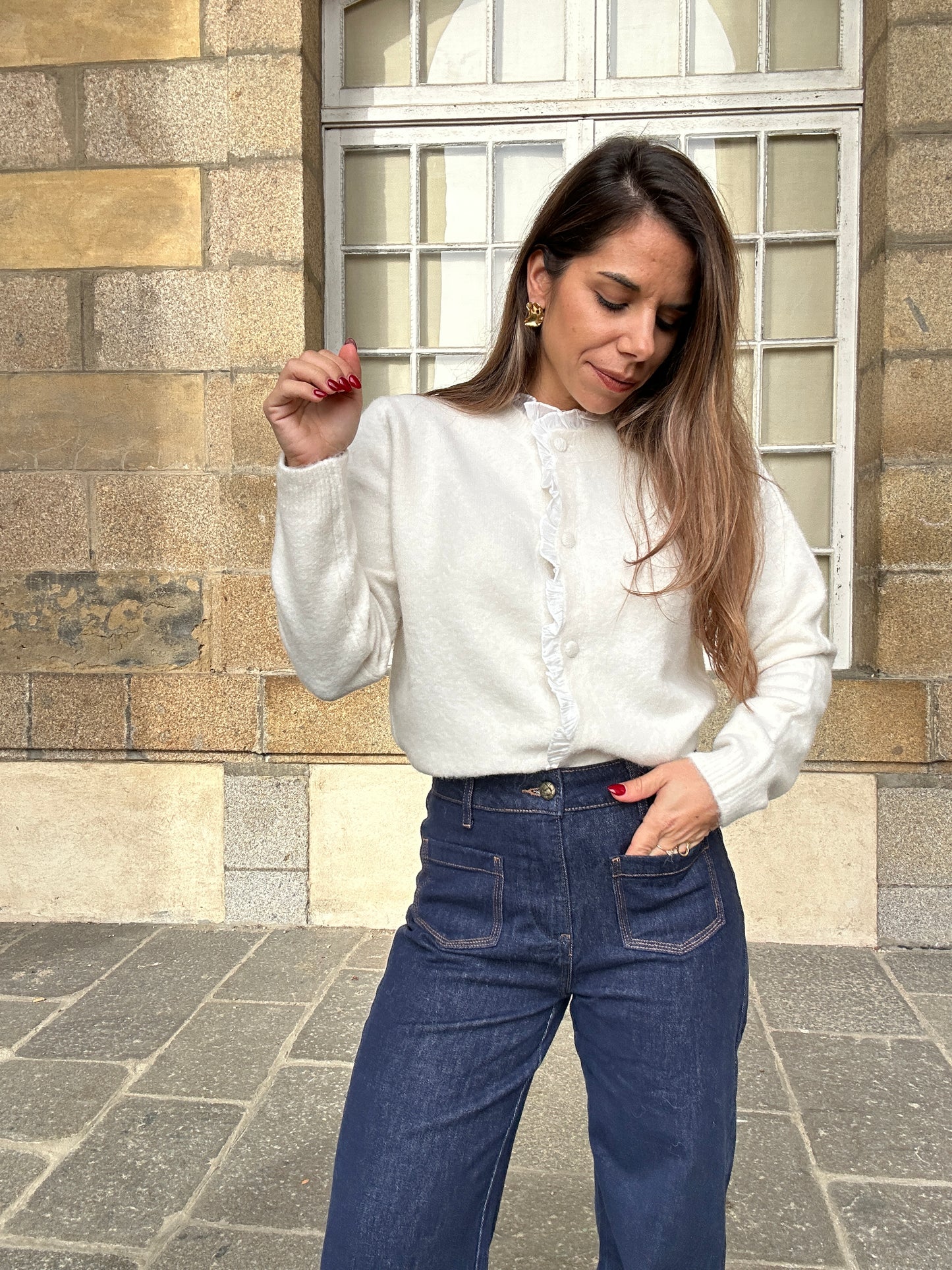 Cardigan avec des détails en voile Isaure