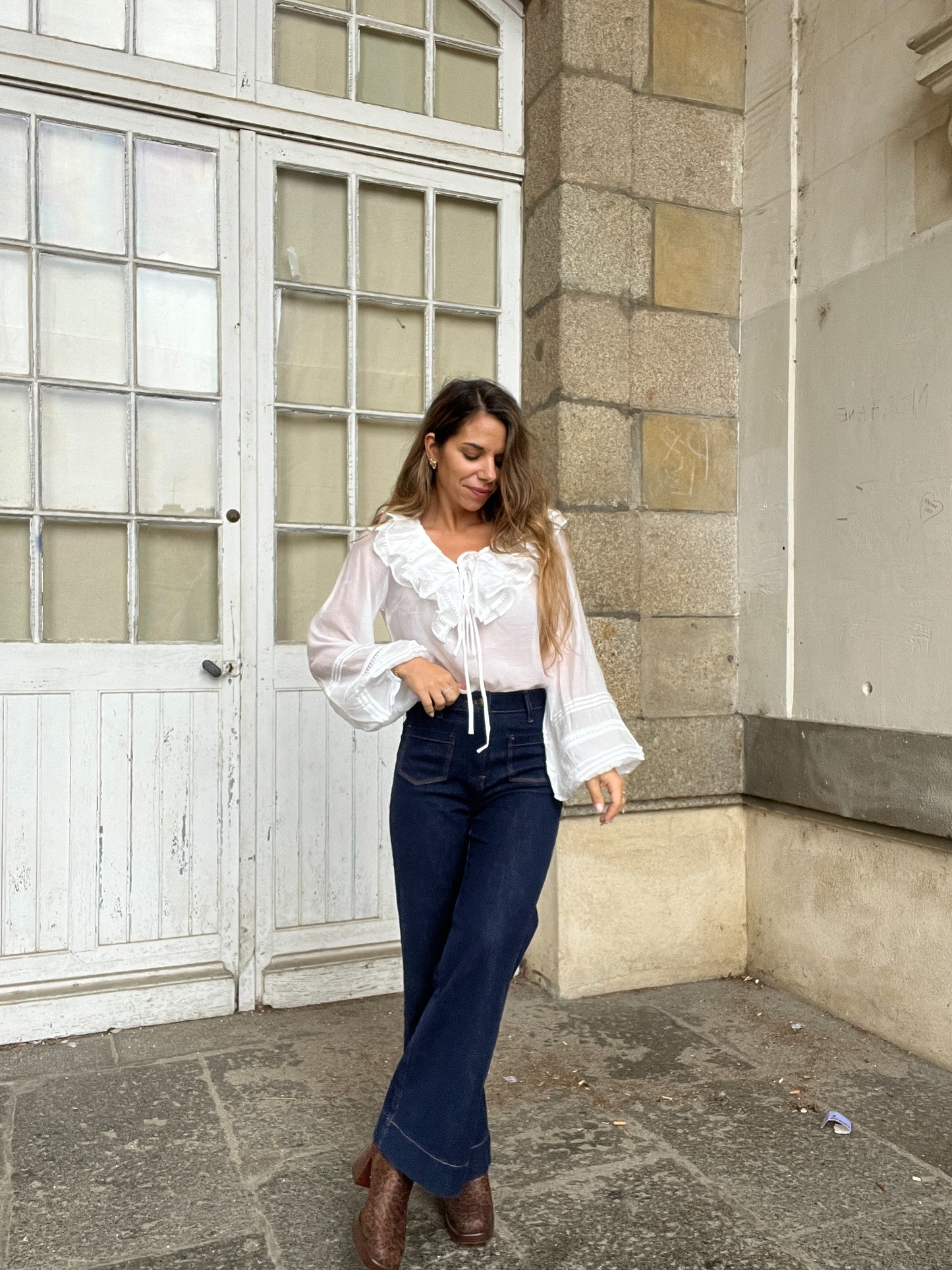 Blouse bohème volantée blanche Hazel
