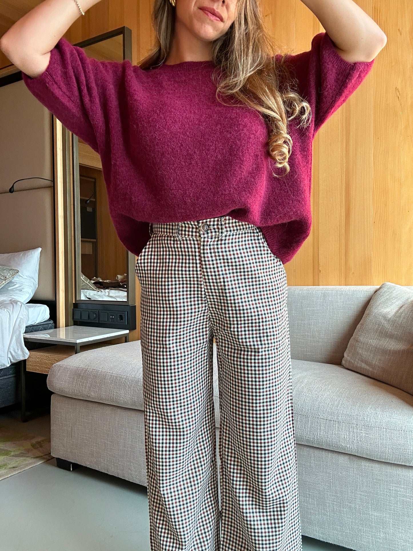 Pantalon large à volants à carreaux Gabriel