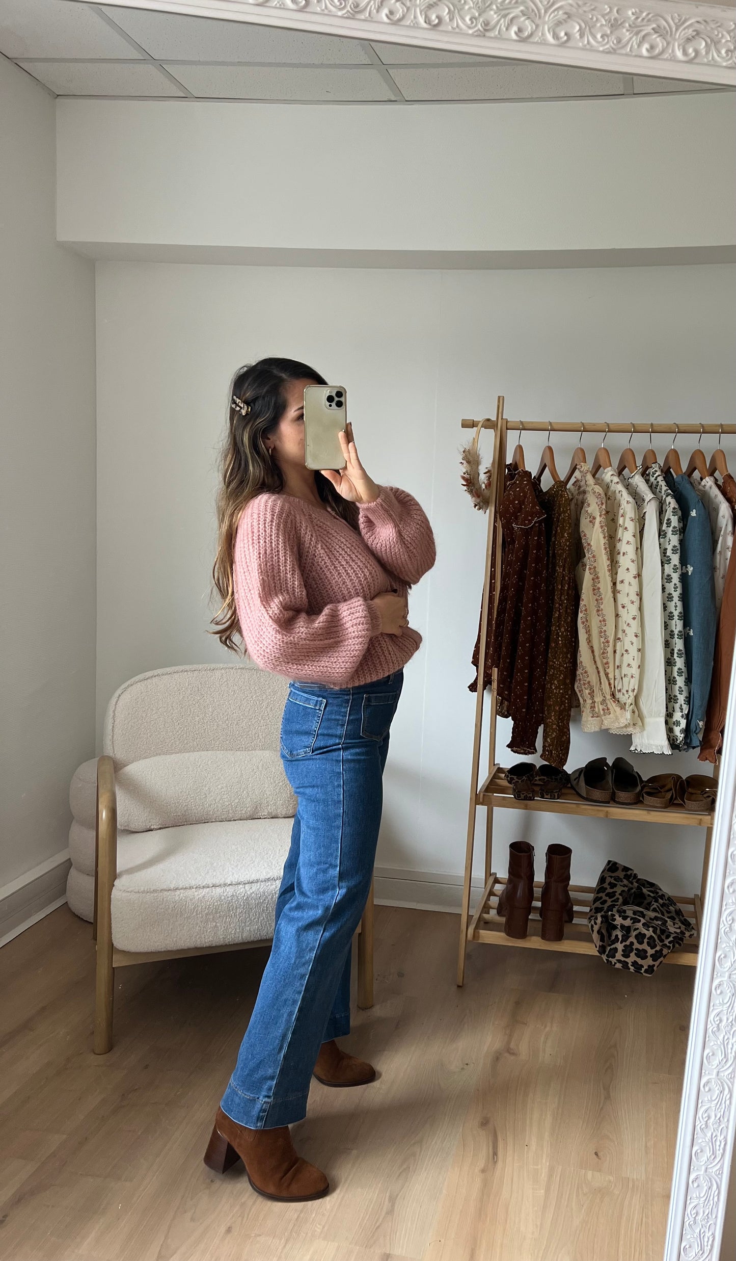 Cardigan rose chiné Honorine