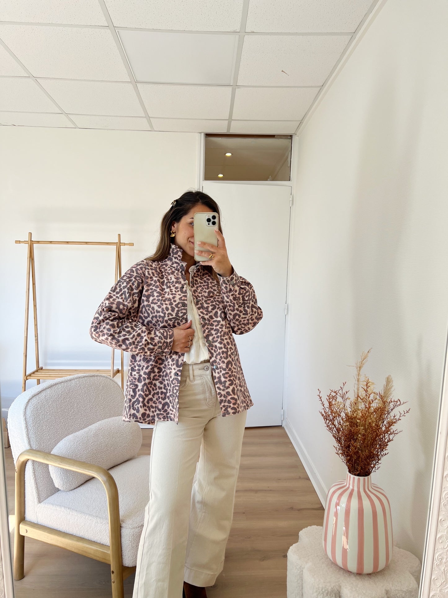 Veste en jean Céleste Léopard