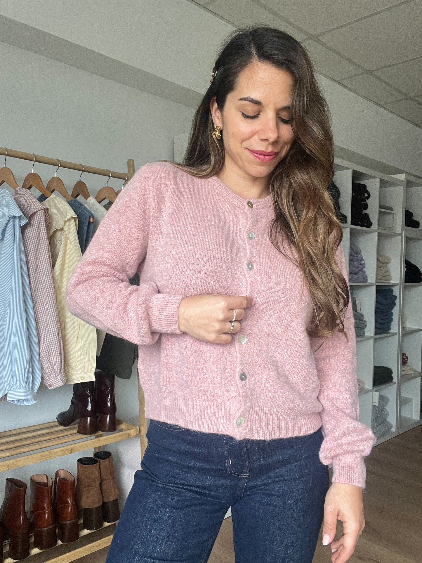 Cardigan vieux rose Léonore