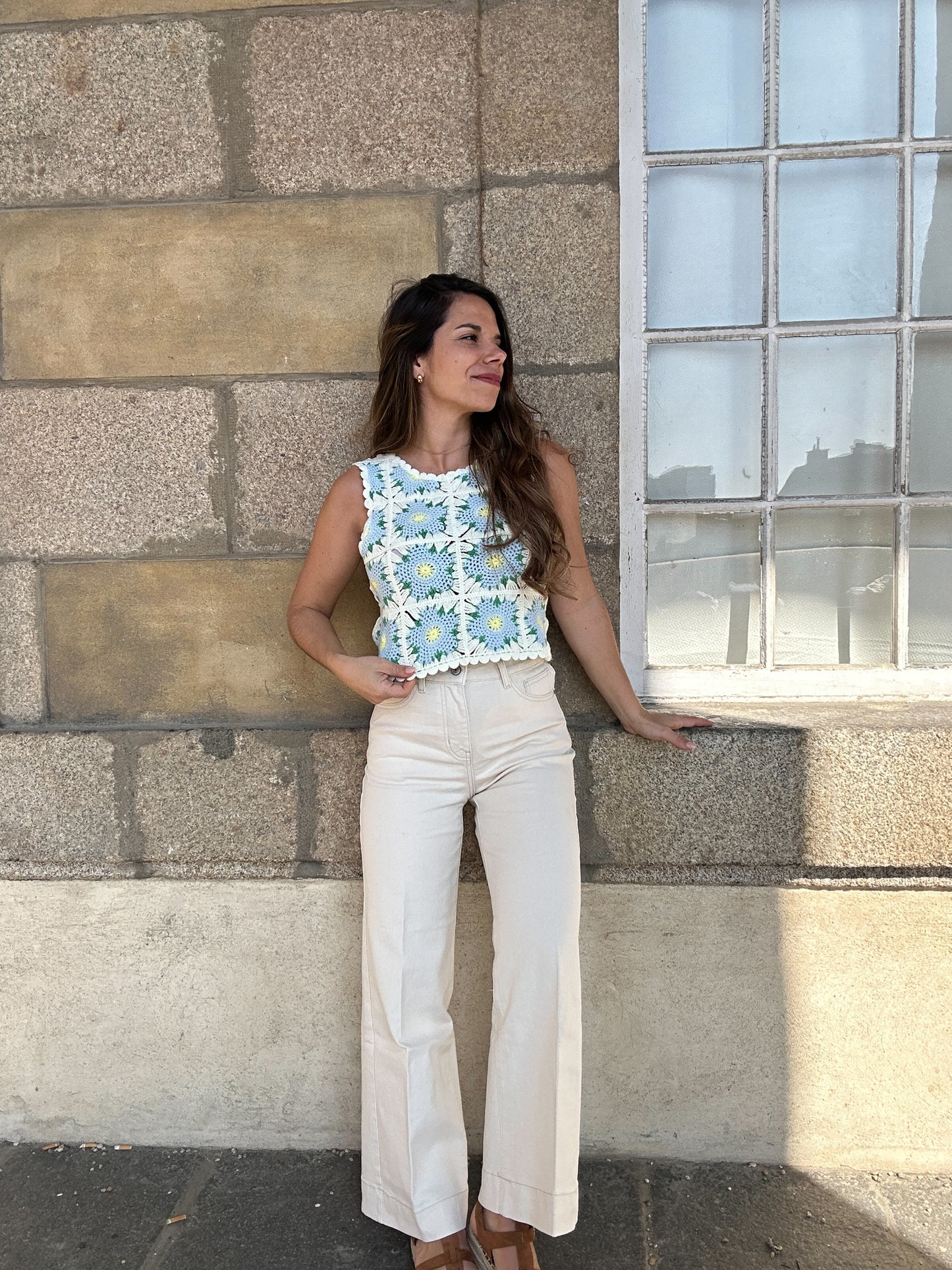 Top en crochet Livia bleu