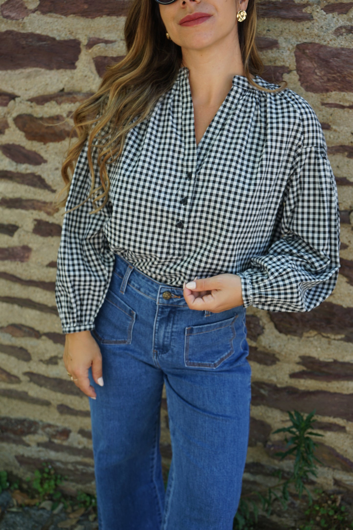 Blouse vichy noire Clothilde
