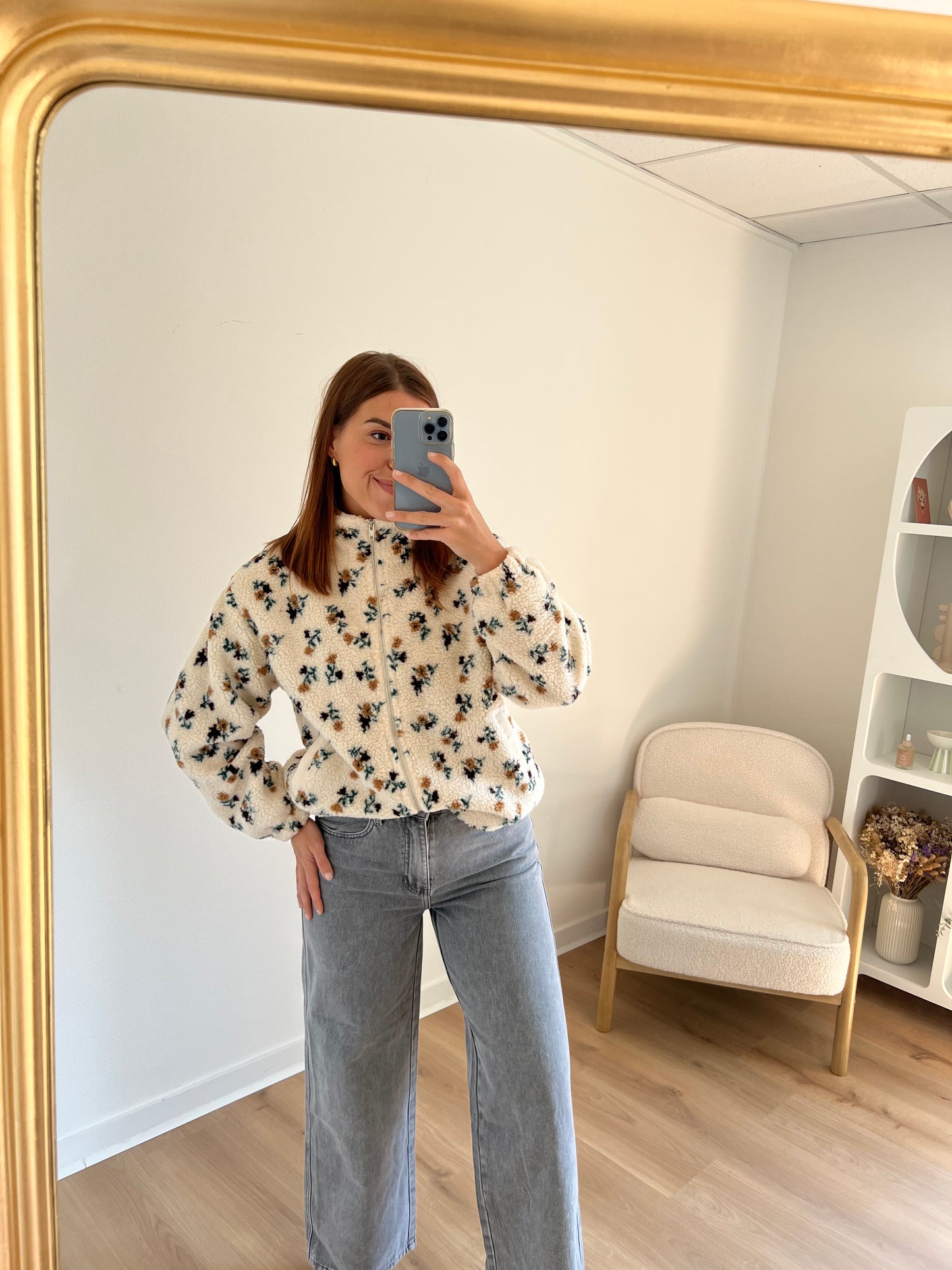Veste moumoute fleurie Eva