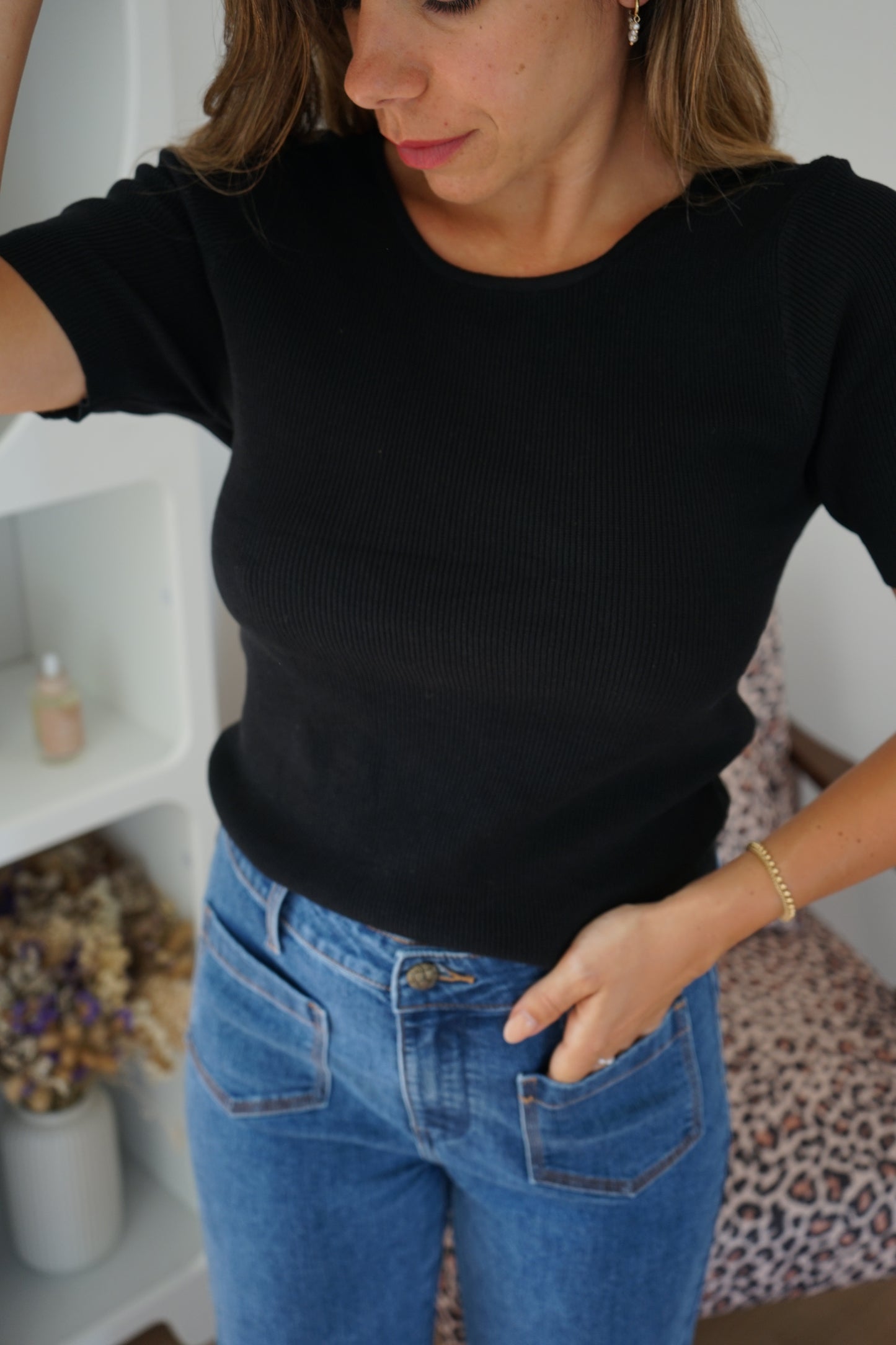 Top Aimée dos nu en maille noir