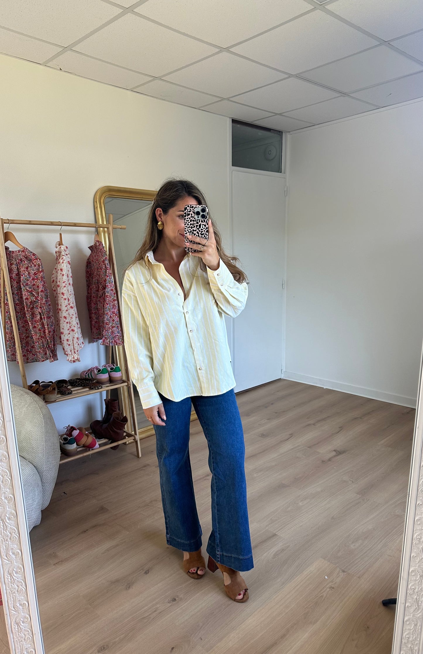 Chemise à rayures jaune Auriane