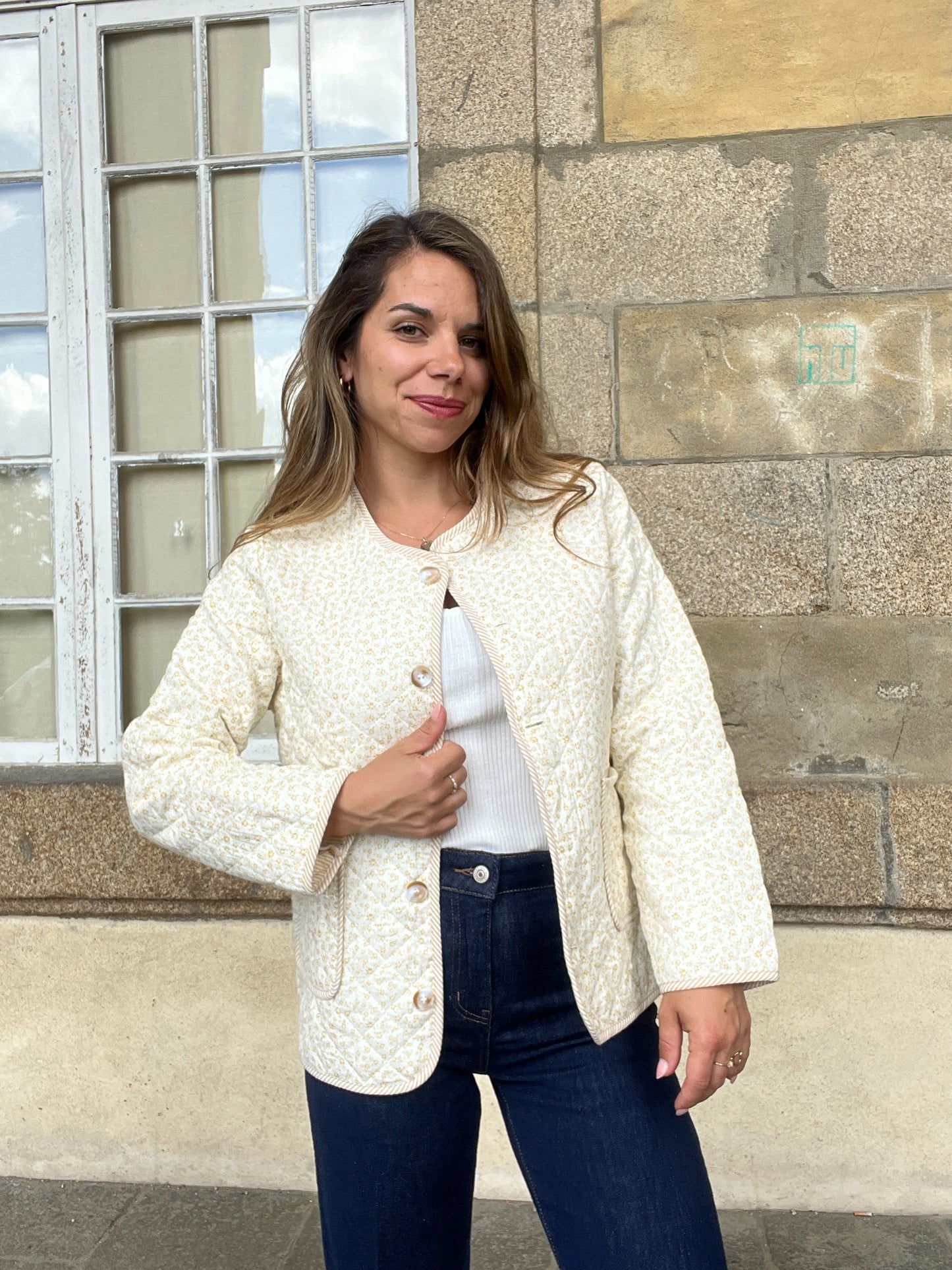 Veste matelassée liberty jaune Alma