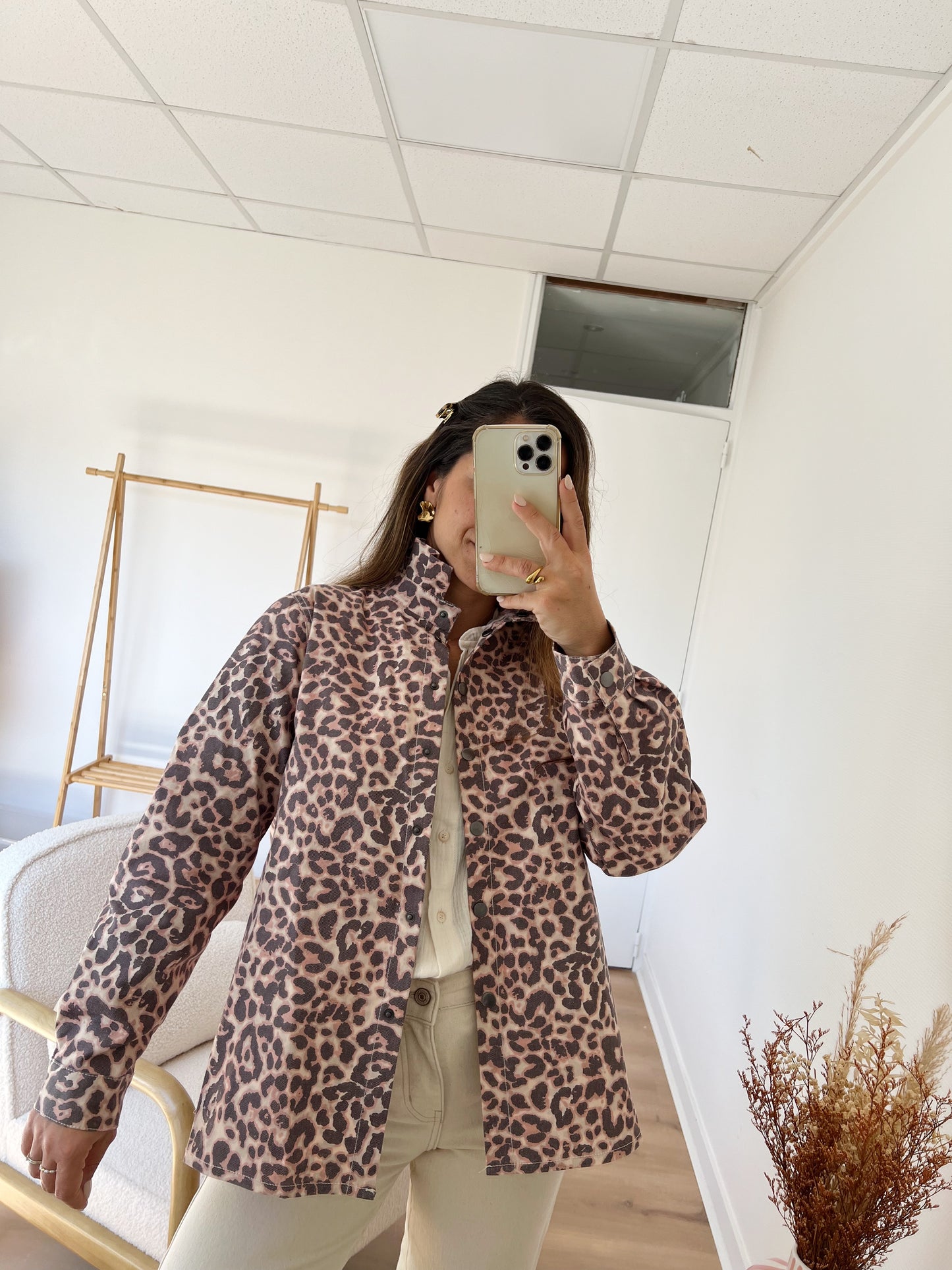 Veste en jean Céleste Léopard
