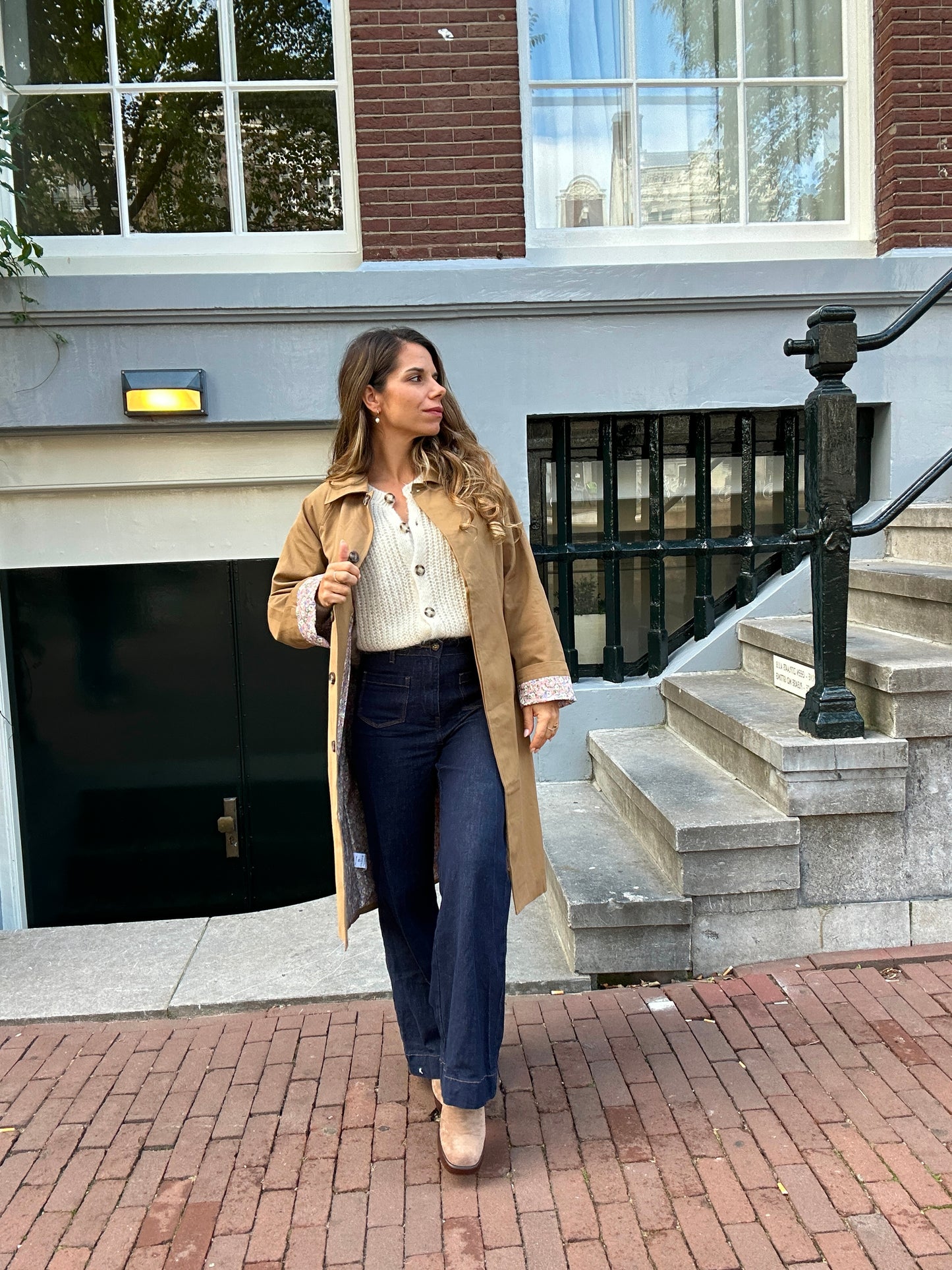 Trench long Émile en coton Liberty camel