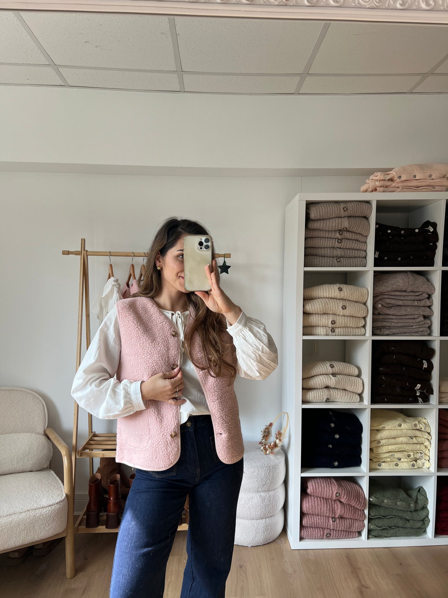 Gilet berger Arianne rose pâle