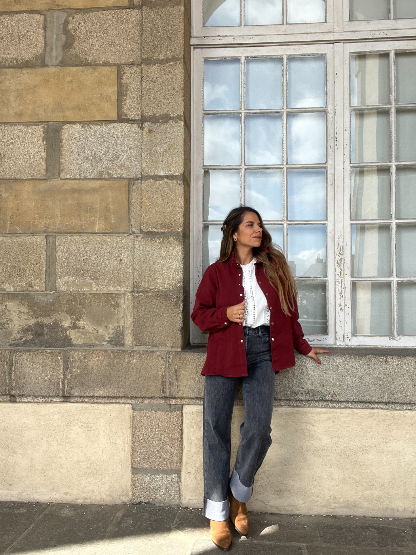 Veste en jean Céleste bordeaux