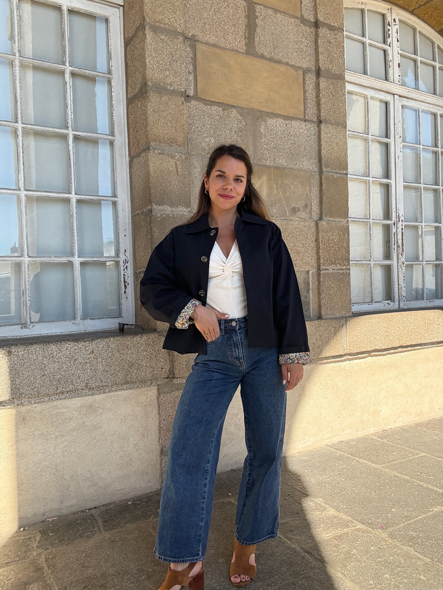 Veste trench liberty en coton marine Edith