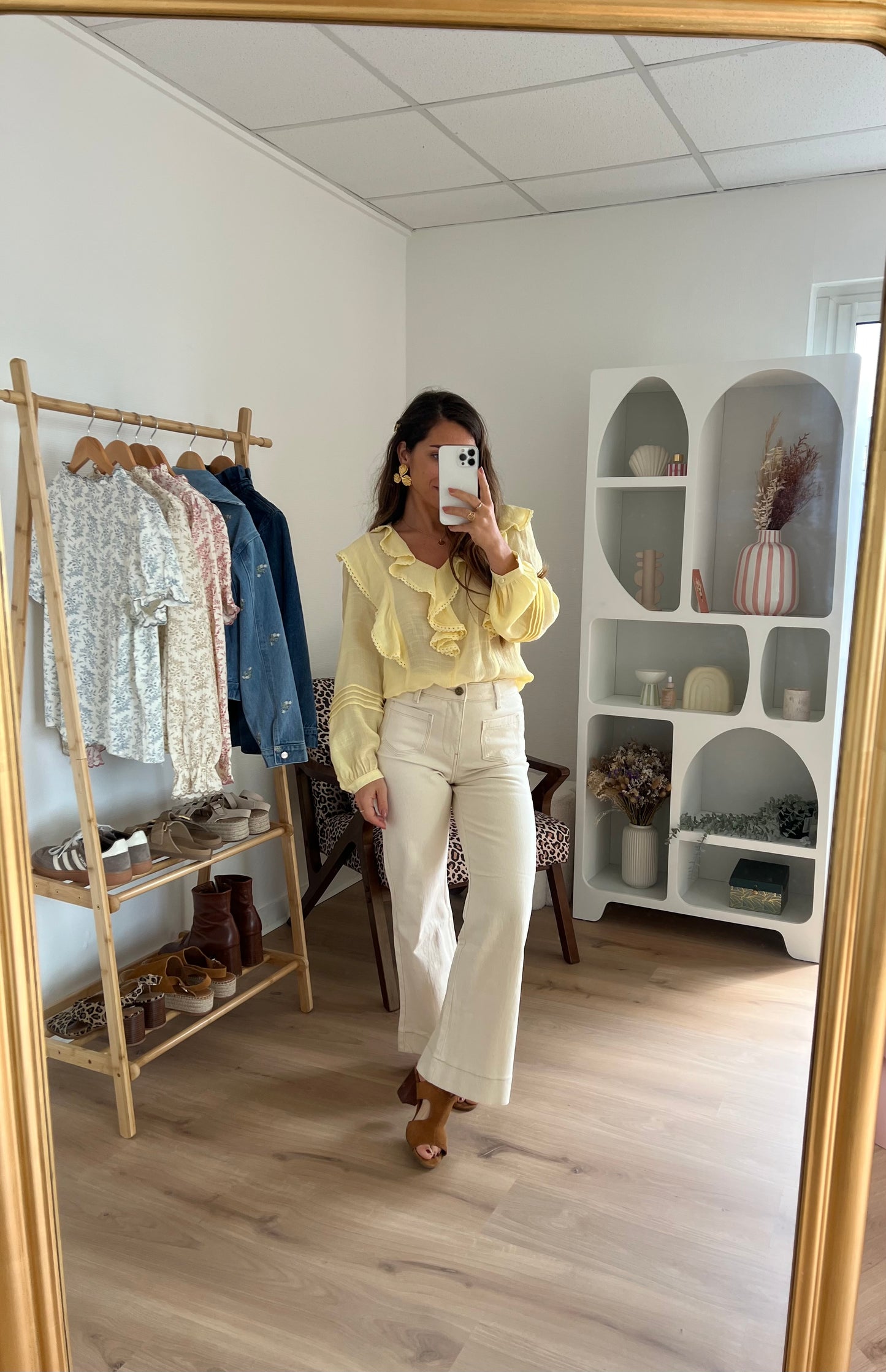 Blouse à volants June jaune