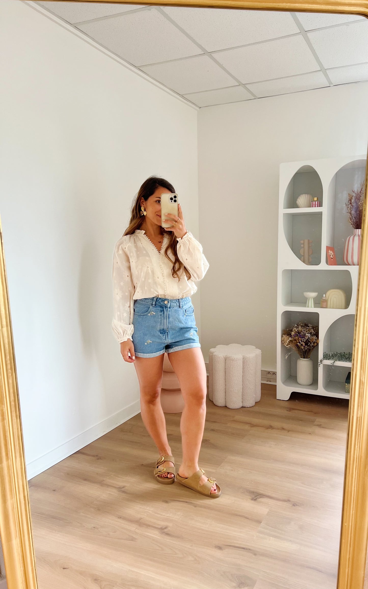 Short en jean fleurie Sofia