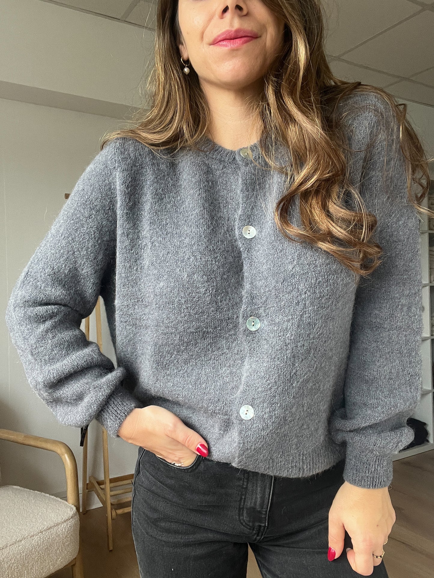 Maille en laine Léonie grise