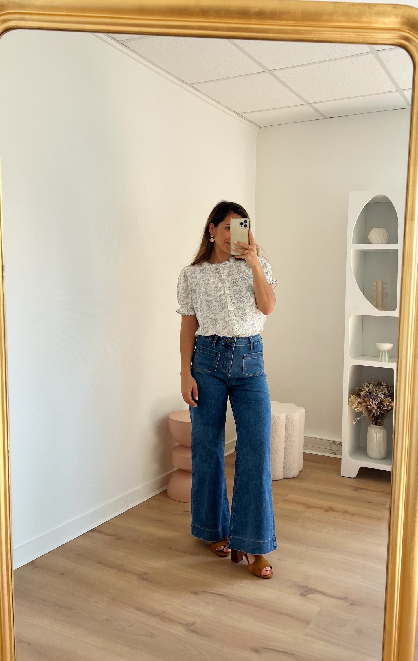 Blouse à manches courtes Mila bleue