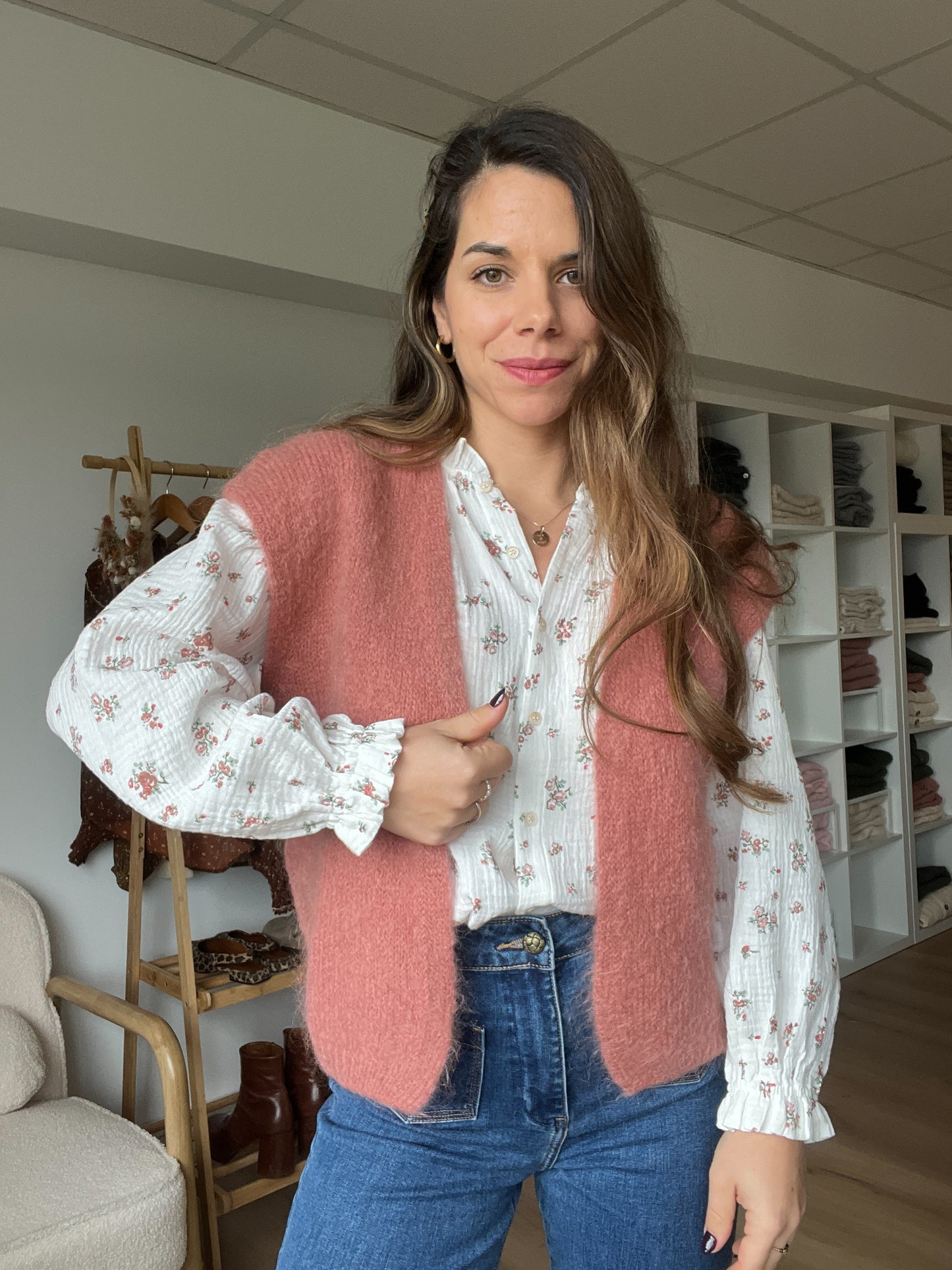 Gilet sans manches en mohair et laine Alma