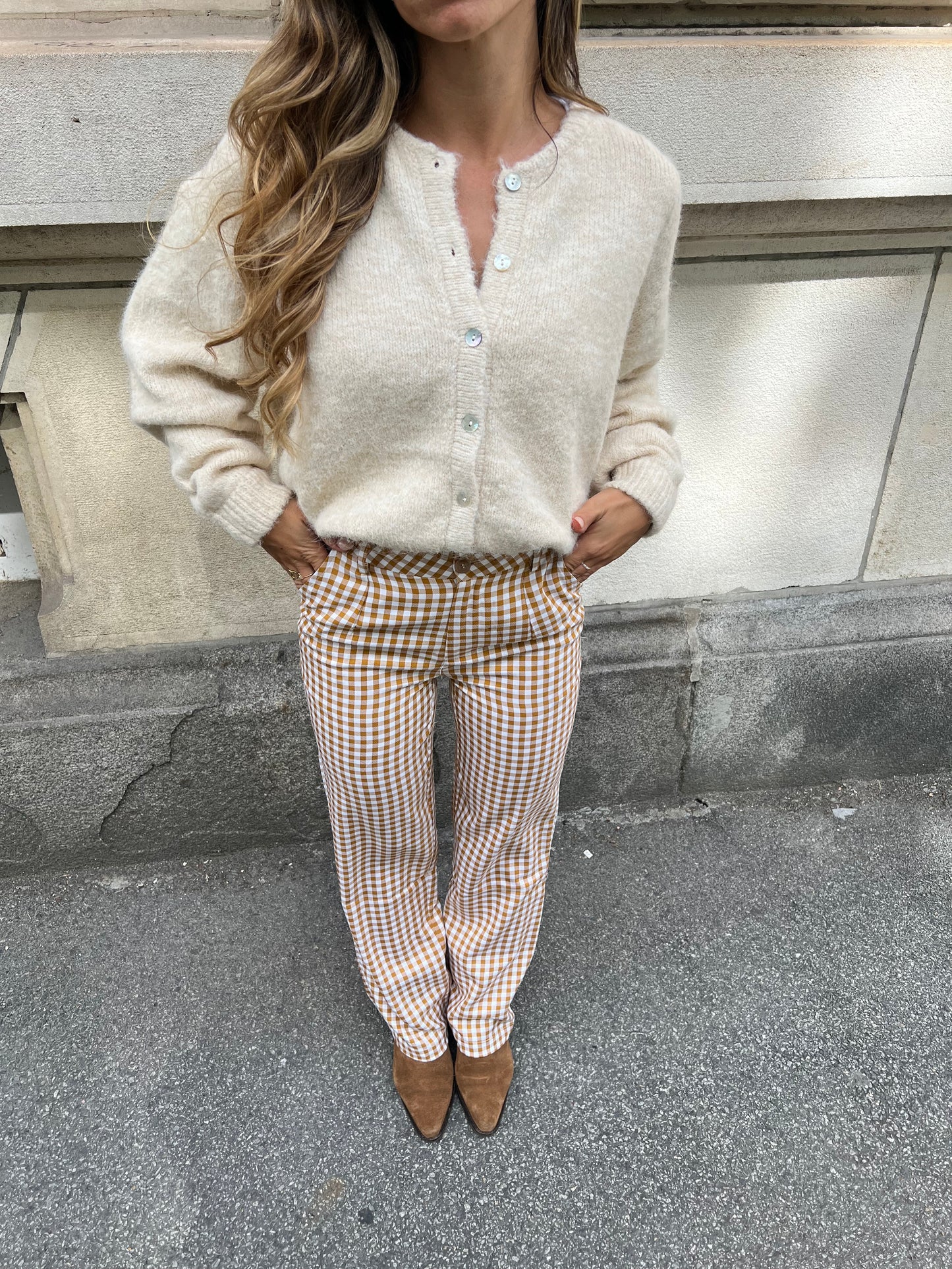 Pantalon Vichy camel Aurora
