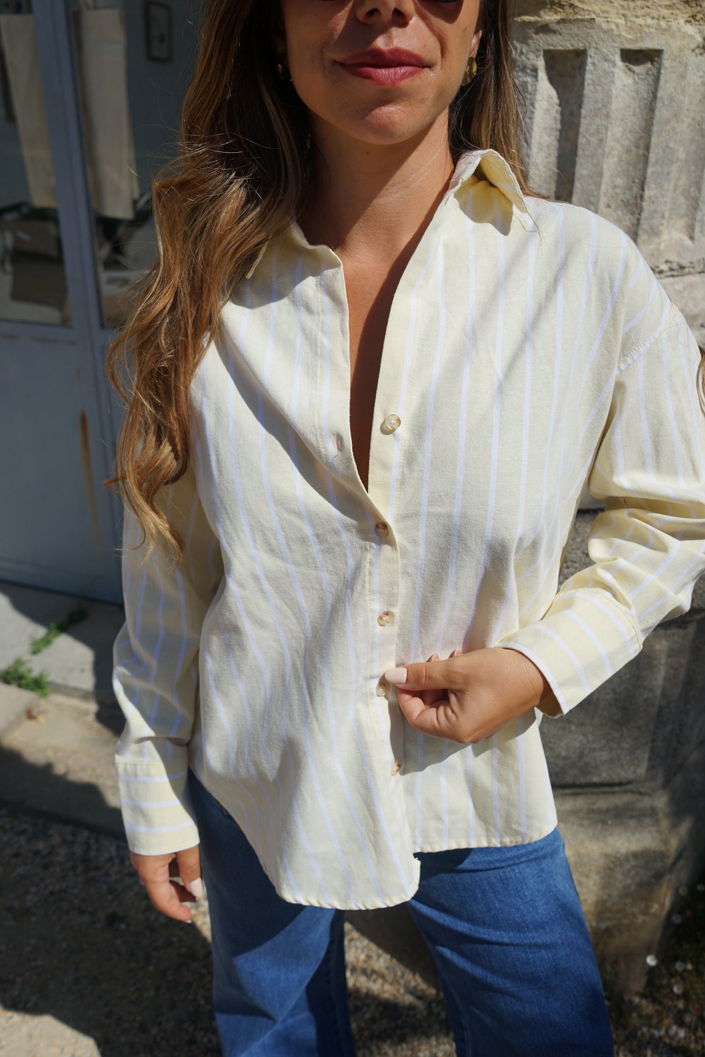 Chemise à rayures jaune Auriane