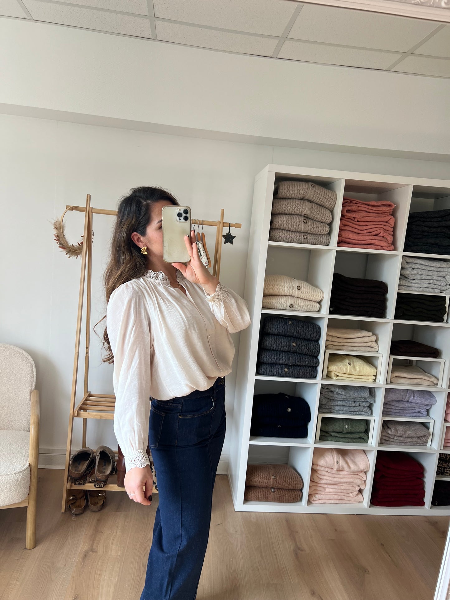 Blouse écrue brodée Maïwenn