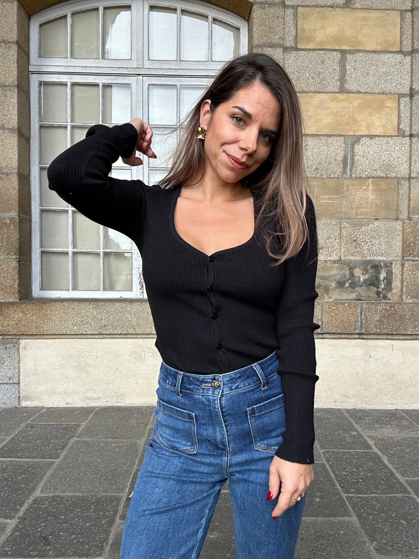 Cardigan fin Louise noir