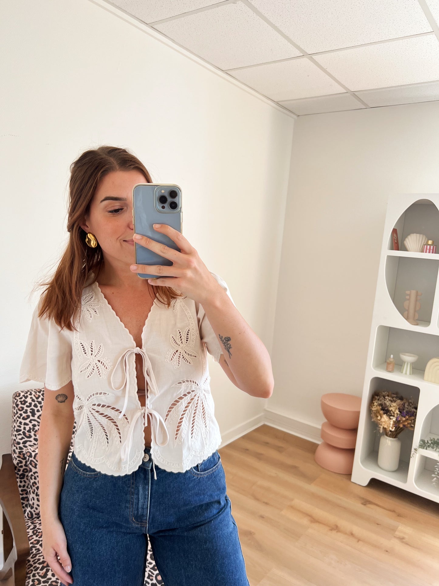 Blouse beige à noeuds Moana