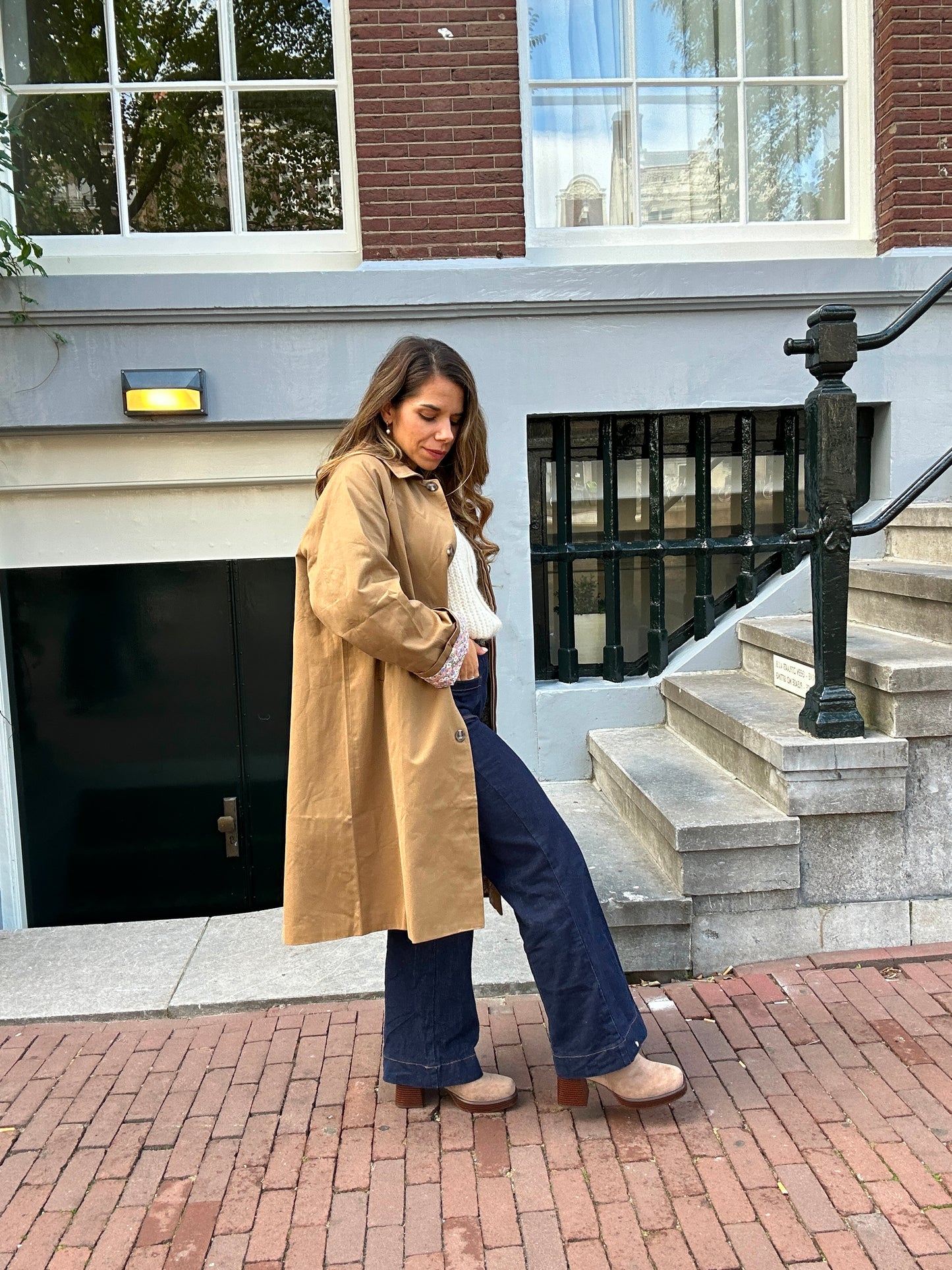 Trench long Émile en coton Liberty camel