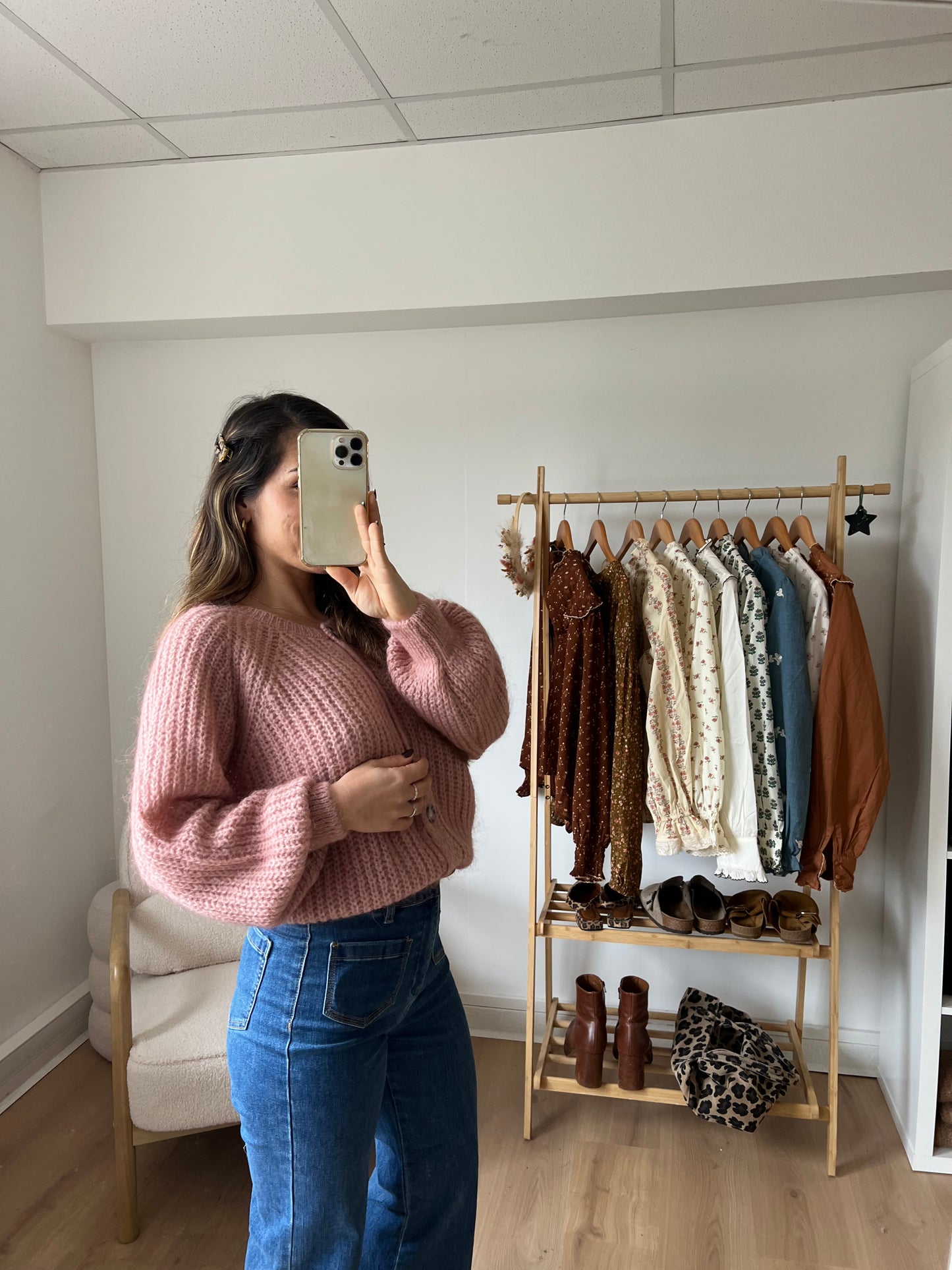 Cardigan rose chiné Honorine