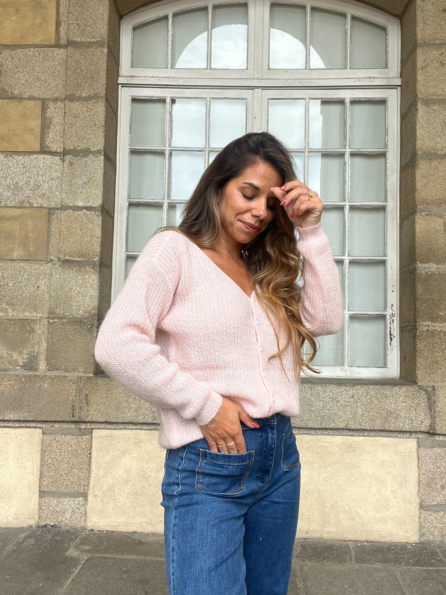 Cardigan en laine rose Alice