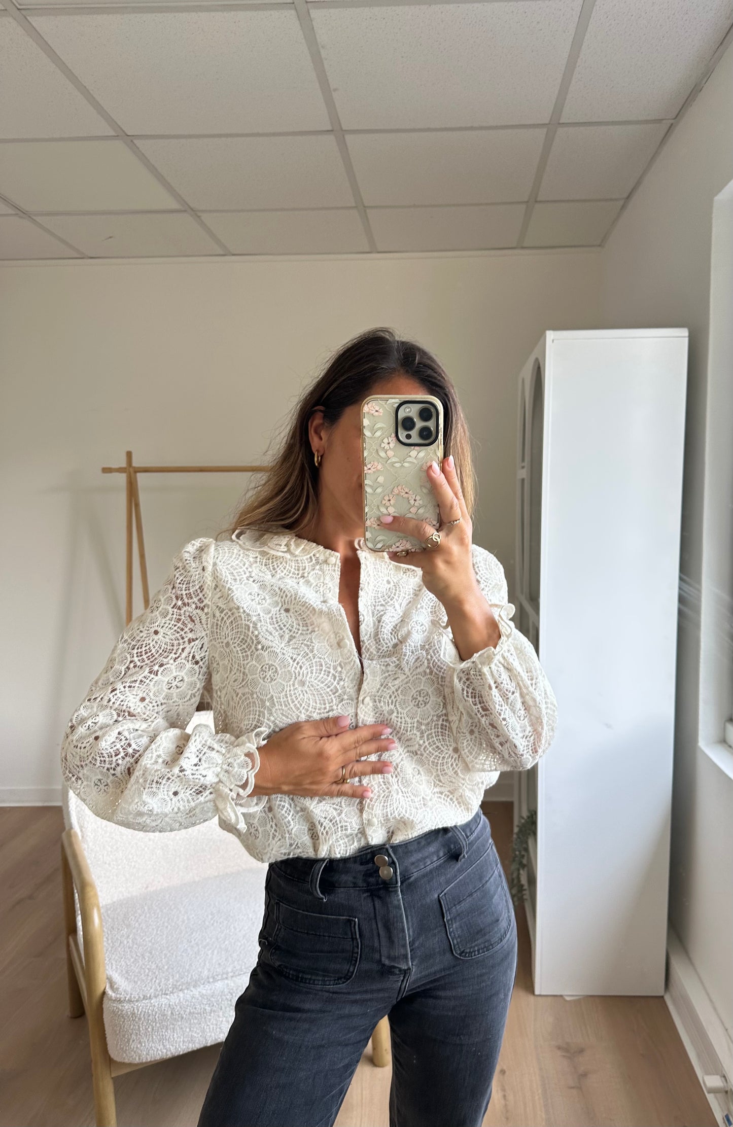 Blouse en dentelle écrue Rosa