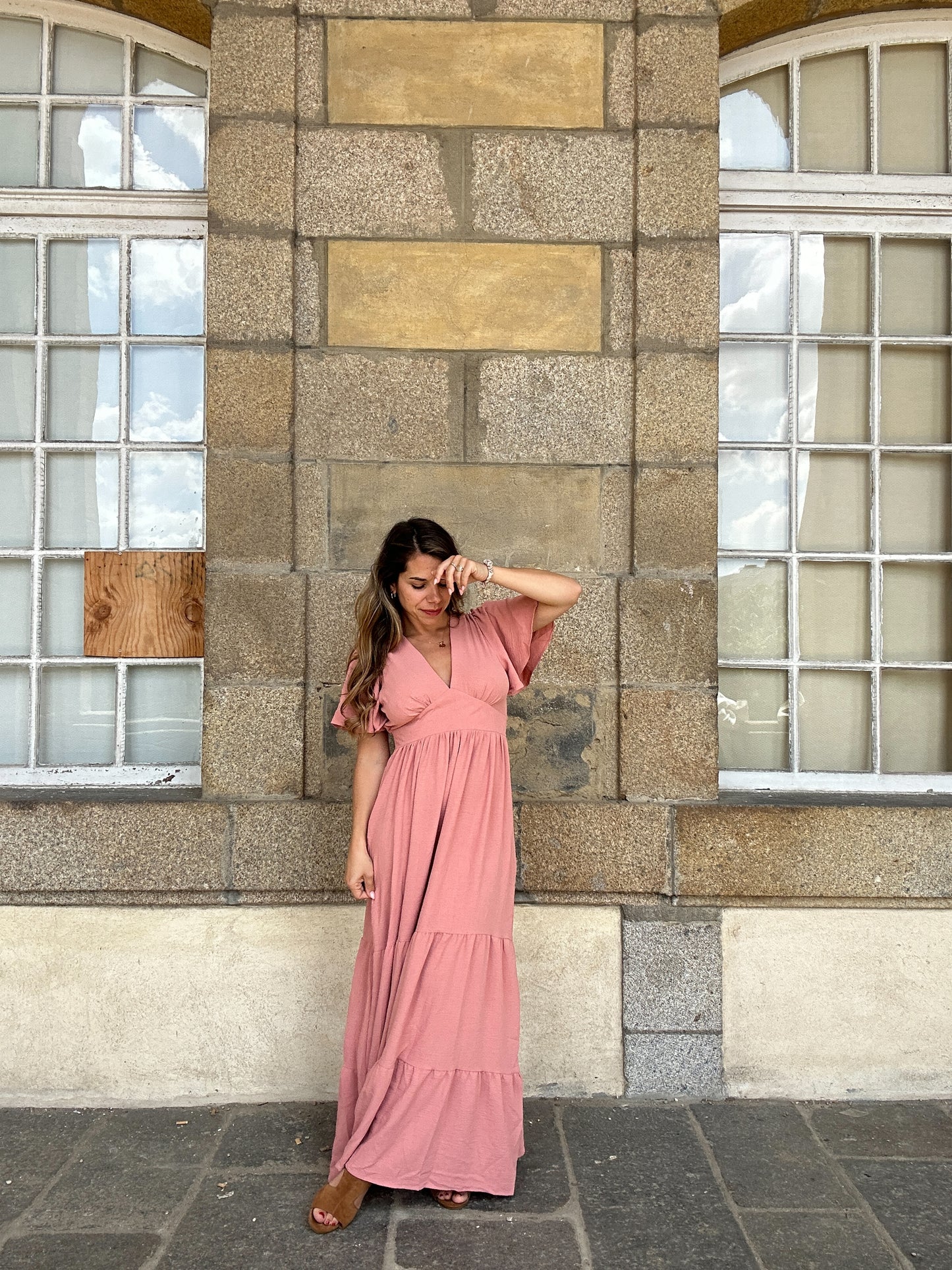 Robe longue Bella rose