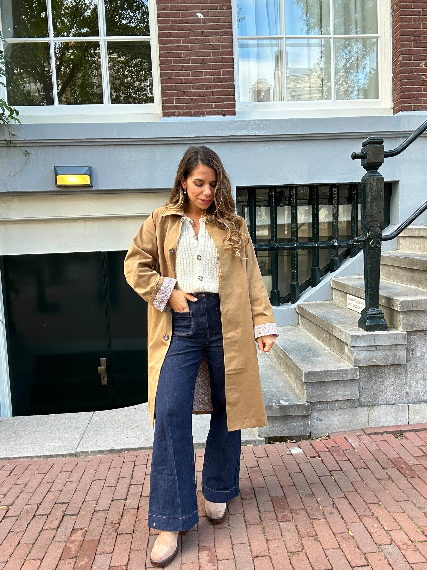 Trench long Émile en coton Liberty camel