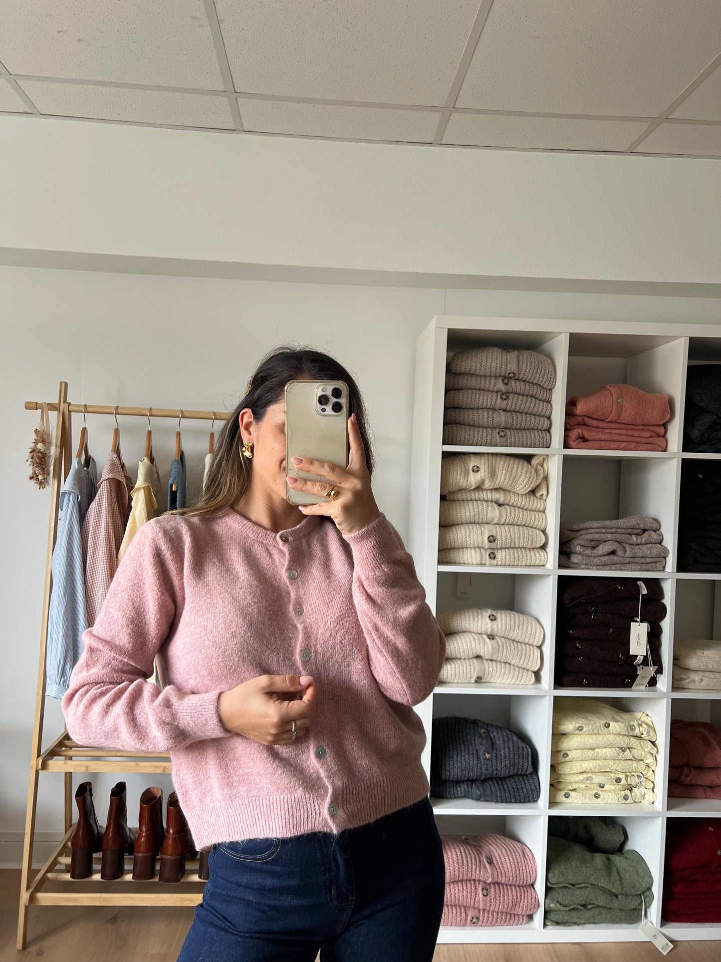 Cardigan vieux rose Léonore