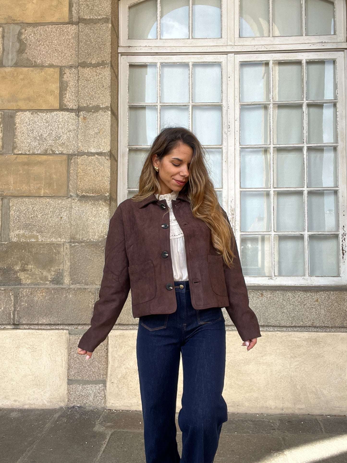 Veste effet suédine Thelma chocolat