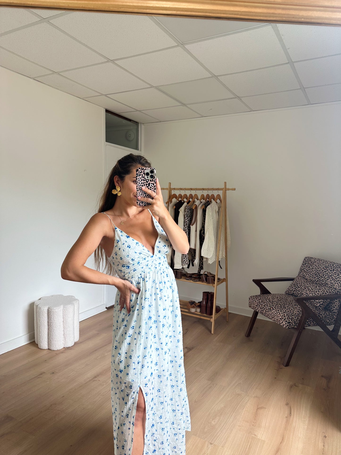Robe longue fleurie bleue Séville