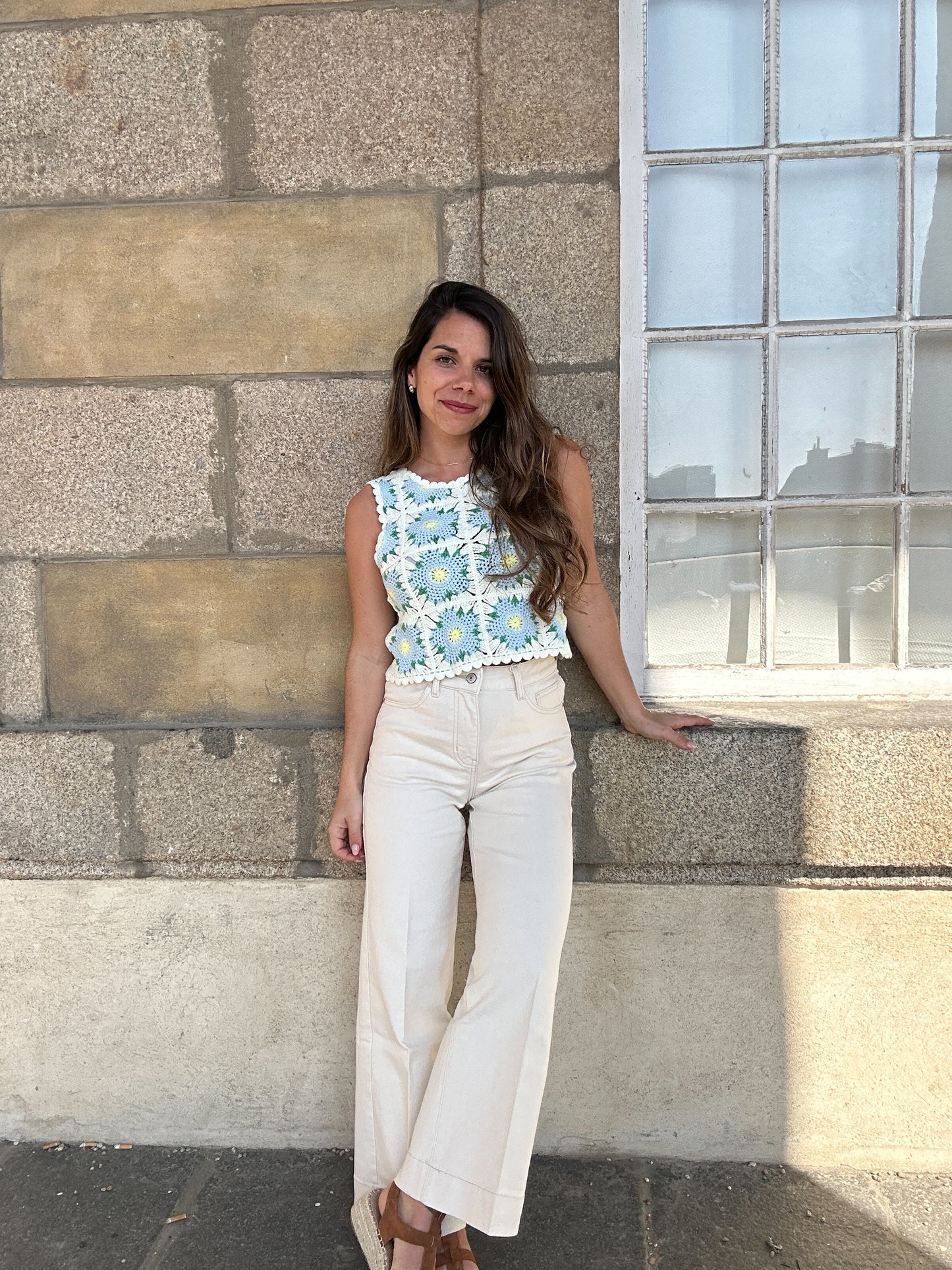Top en crochet Livia bleu