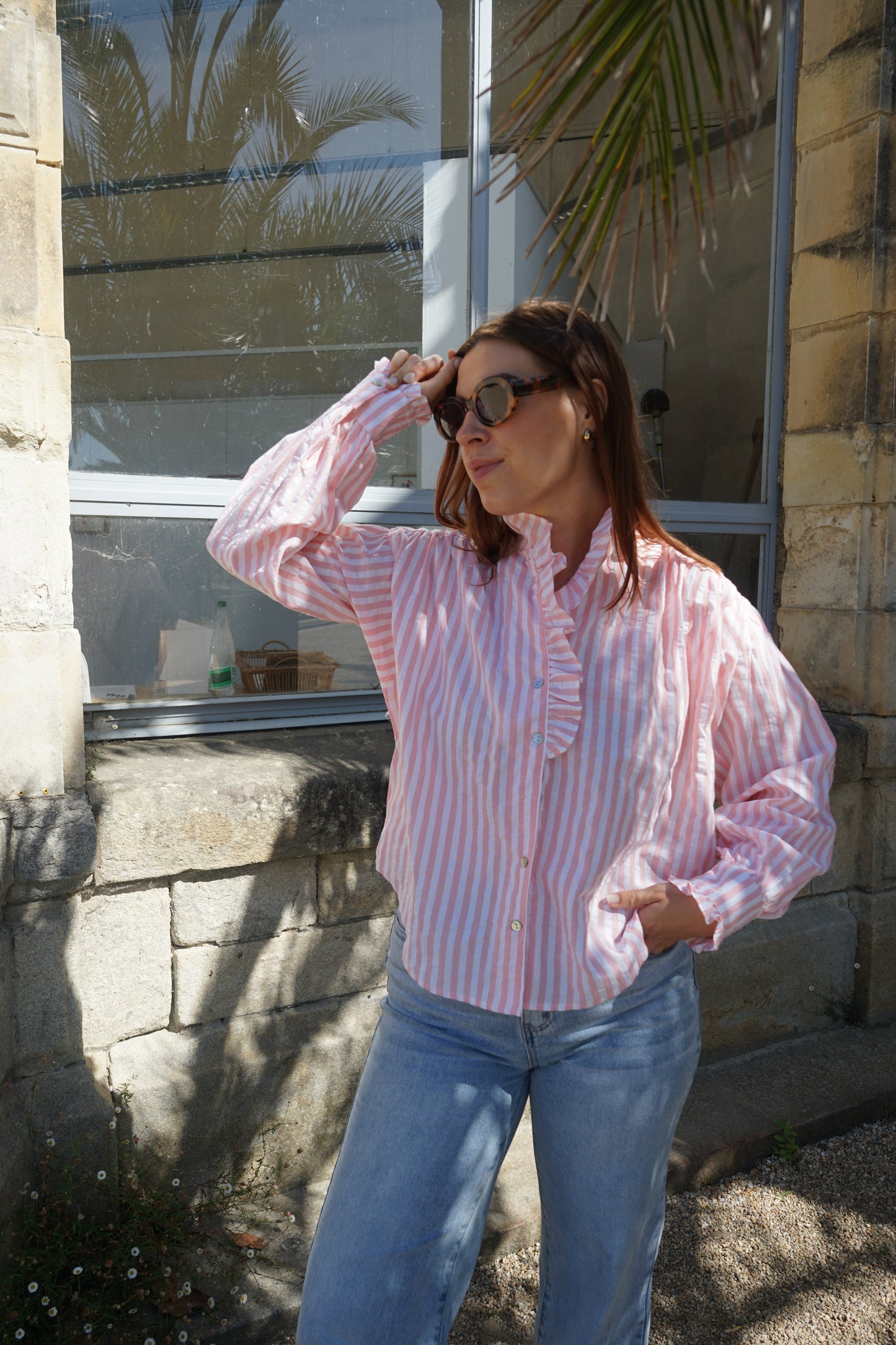 Chemise à rayures roses et blanches Rosa