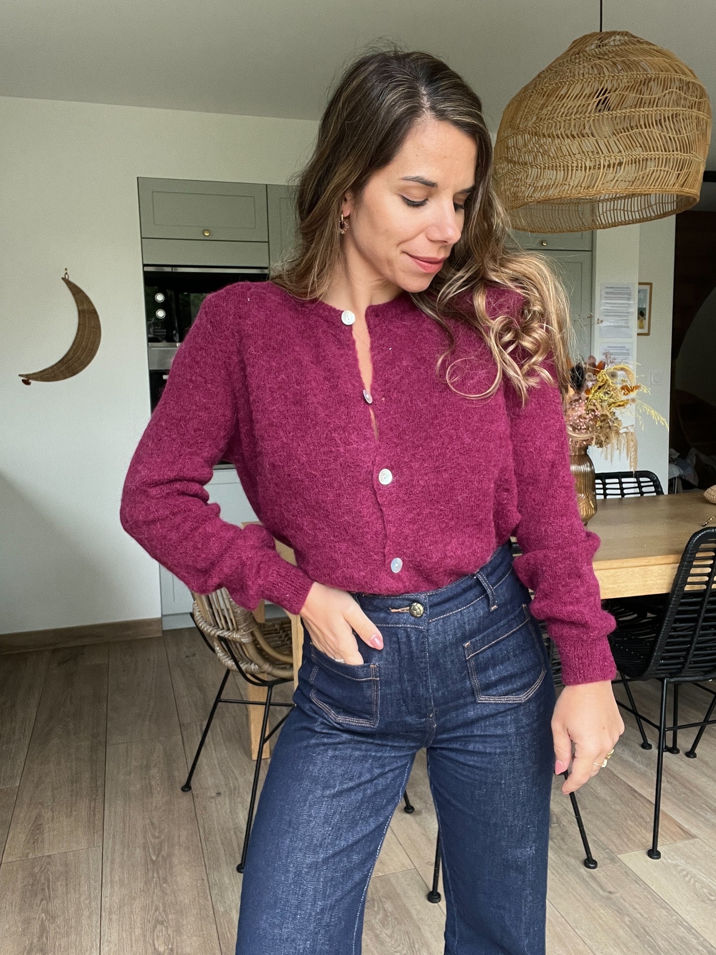 Maille en laine Léonie bordeaux