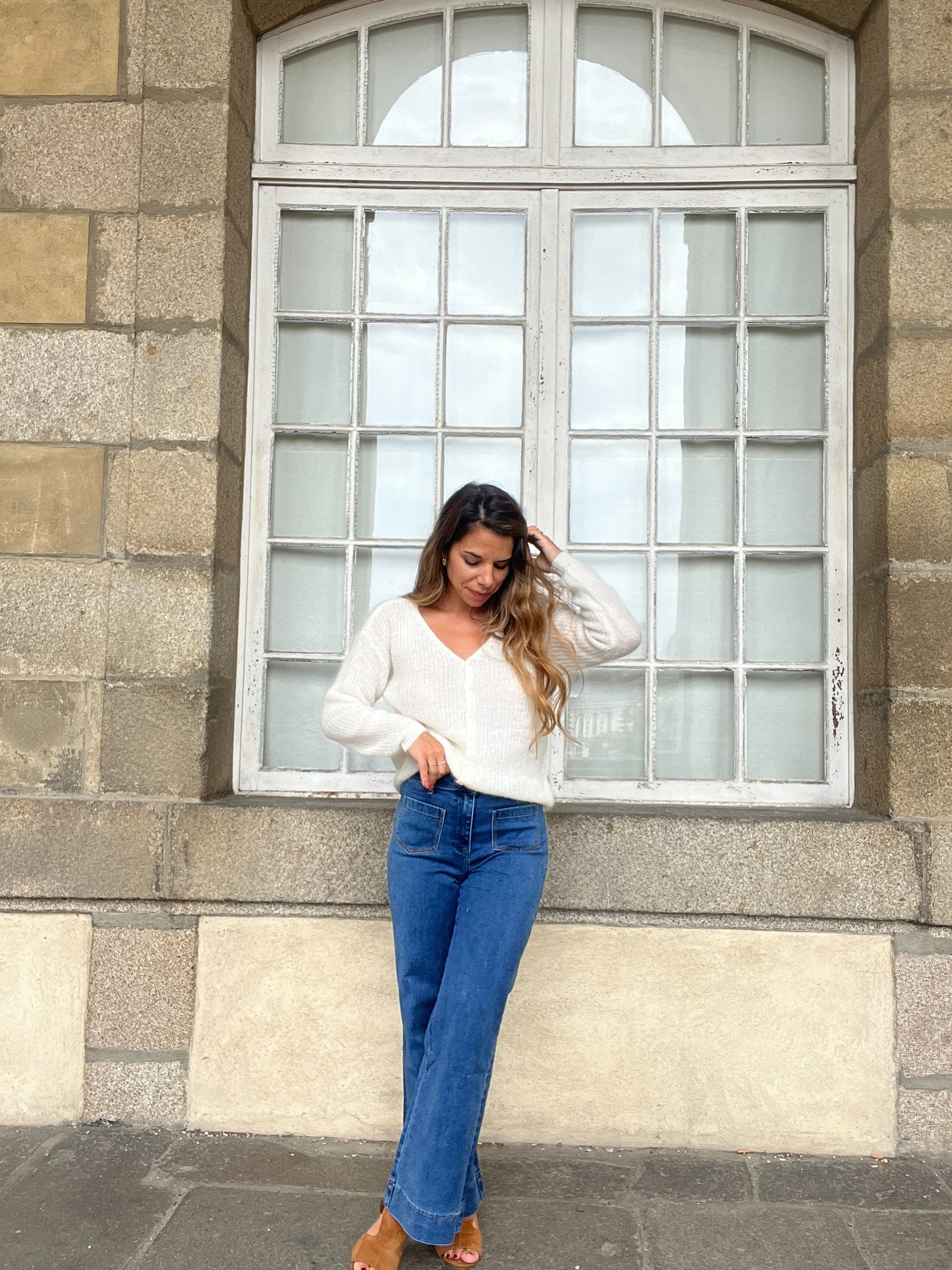 Cardigan en laine blanc Alice