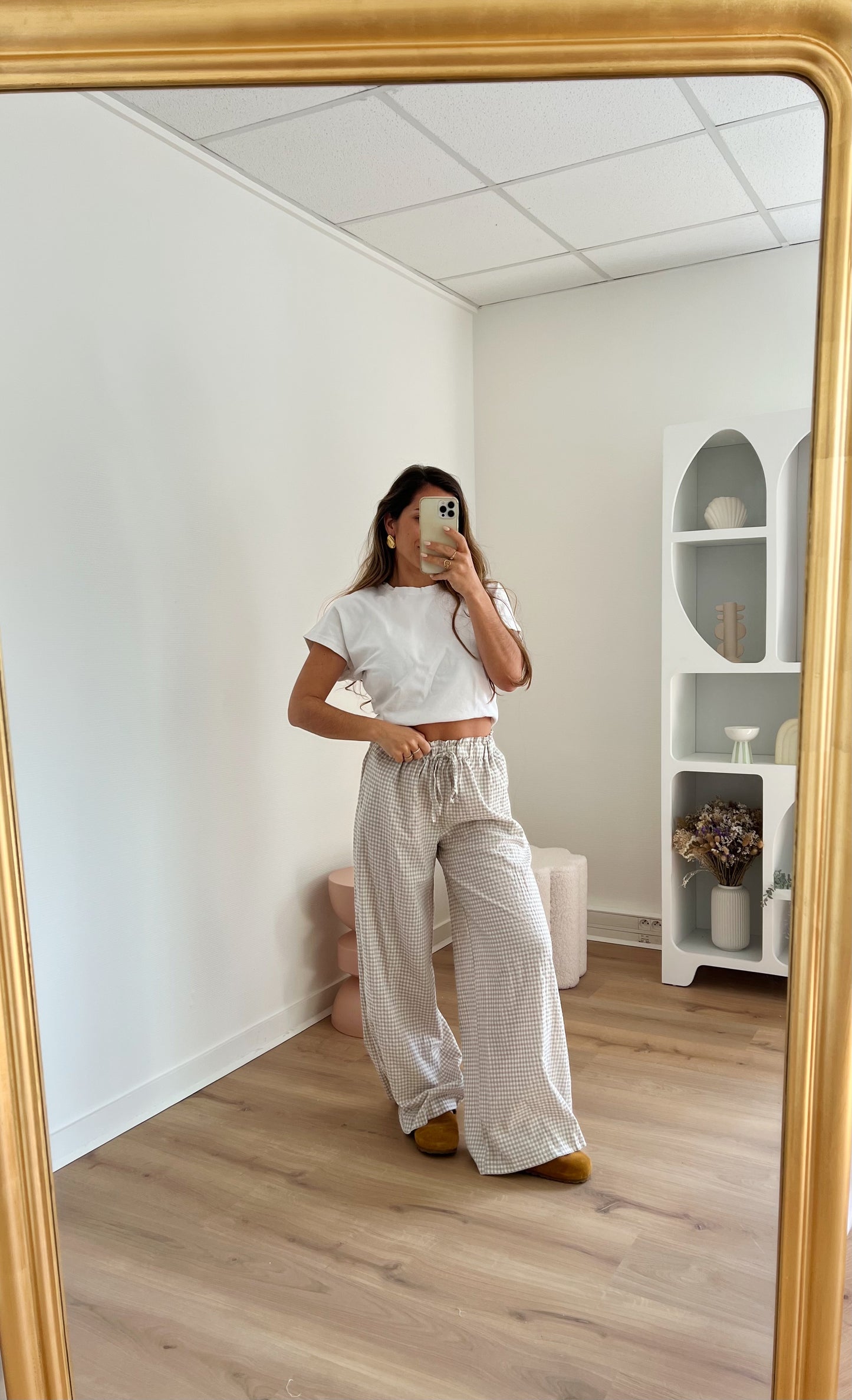 Pantalon fluide vichy Max beige