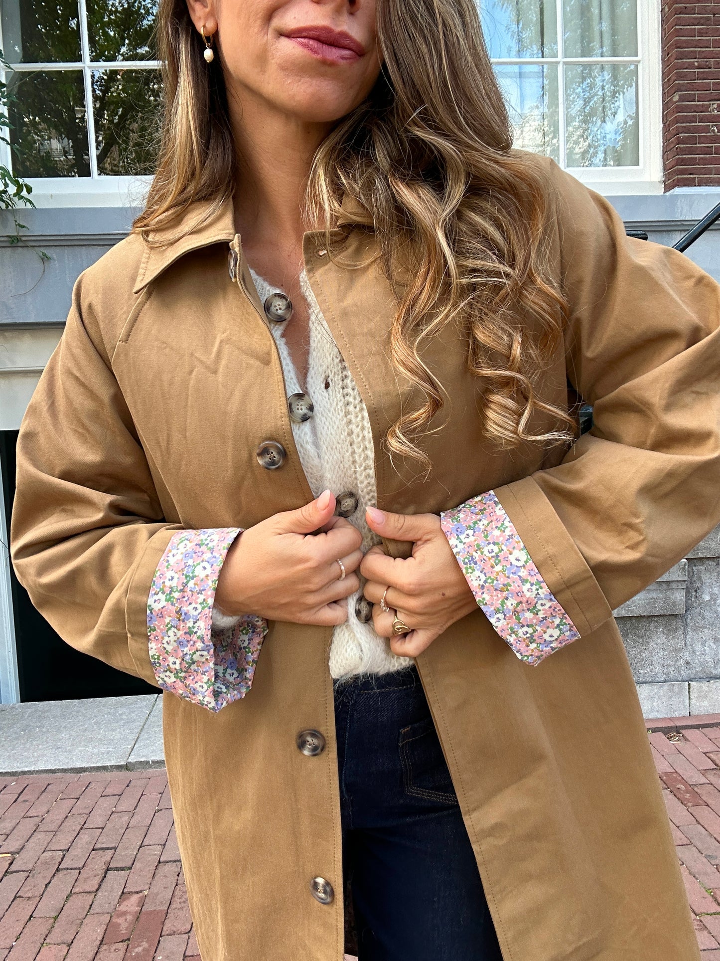 Trench long Émile en coton Liberty camel