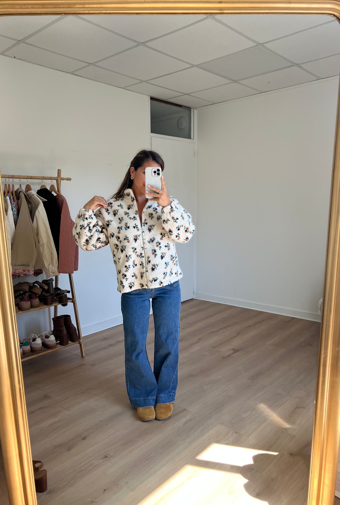 Veste moumoute fleurie Eva