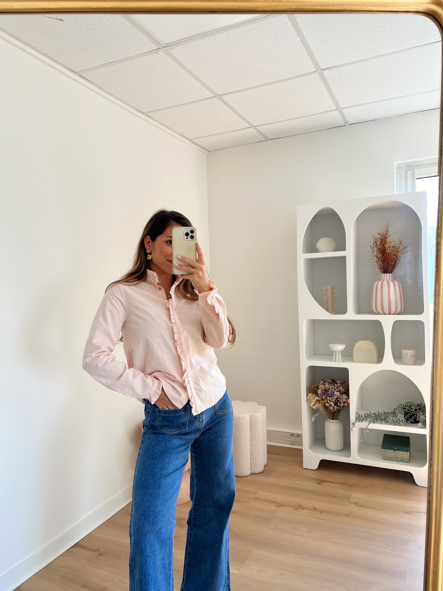 Blouse à col volanté Gaïa rose