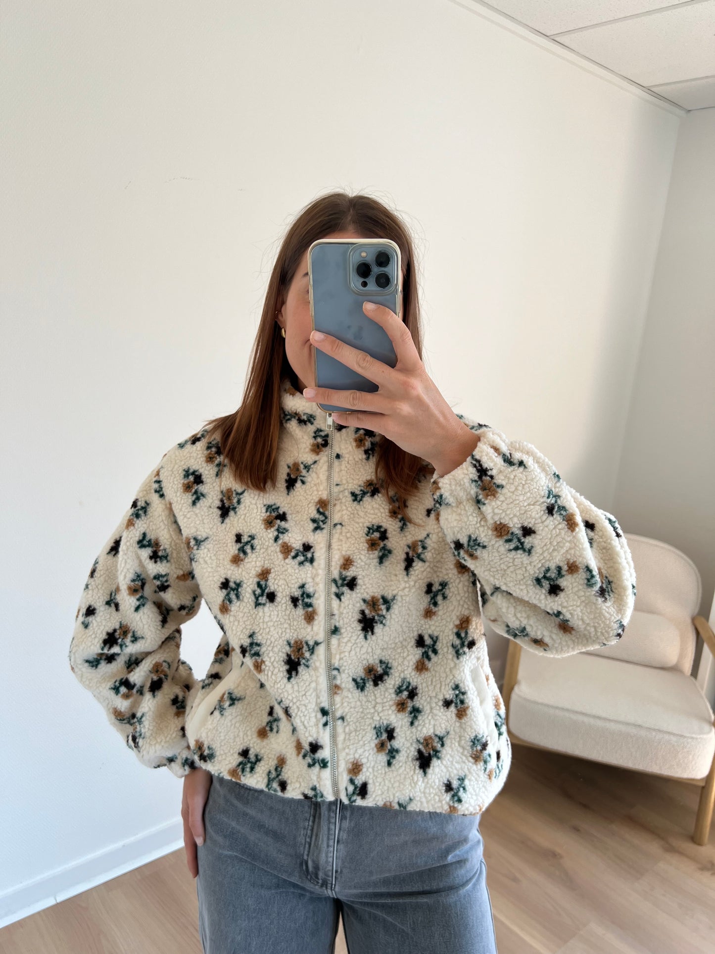 Veste moumoute fleurie Eva