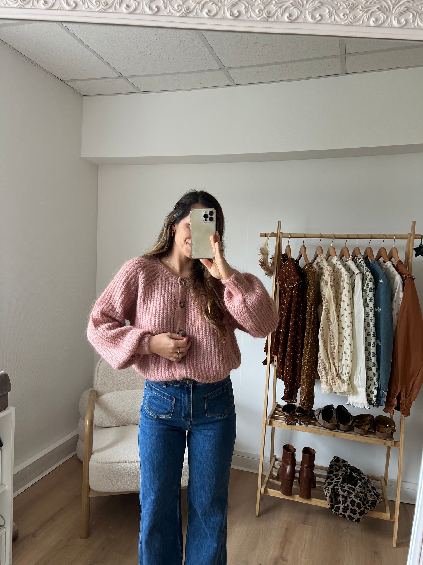 Cardigan rose chiné Honorine